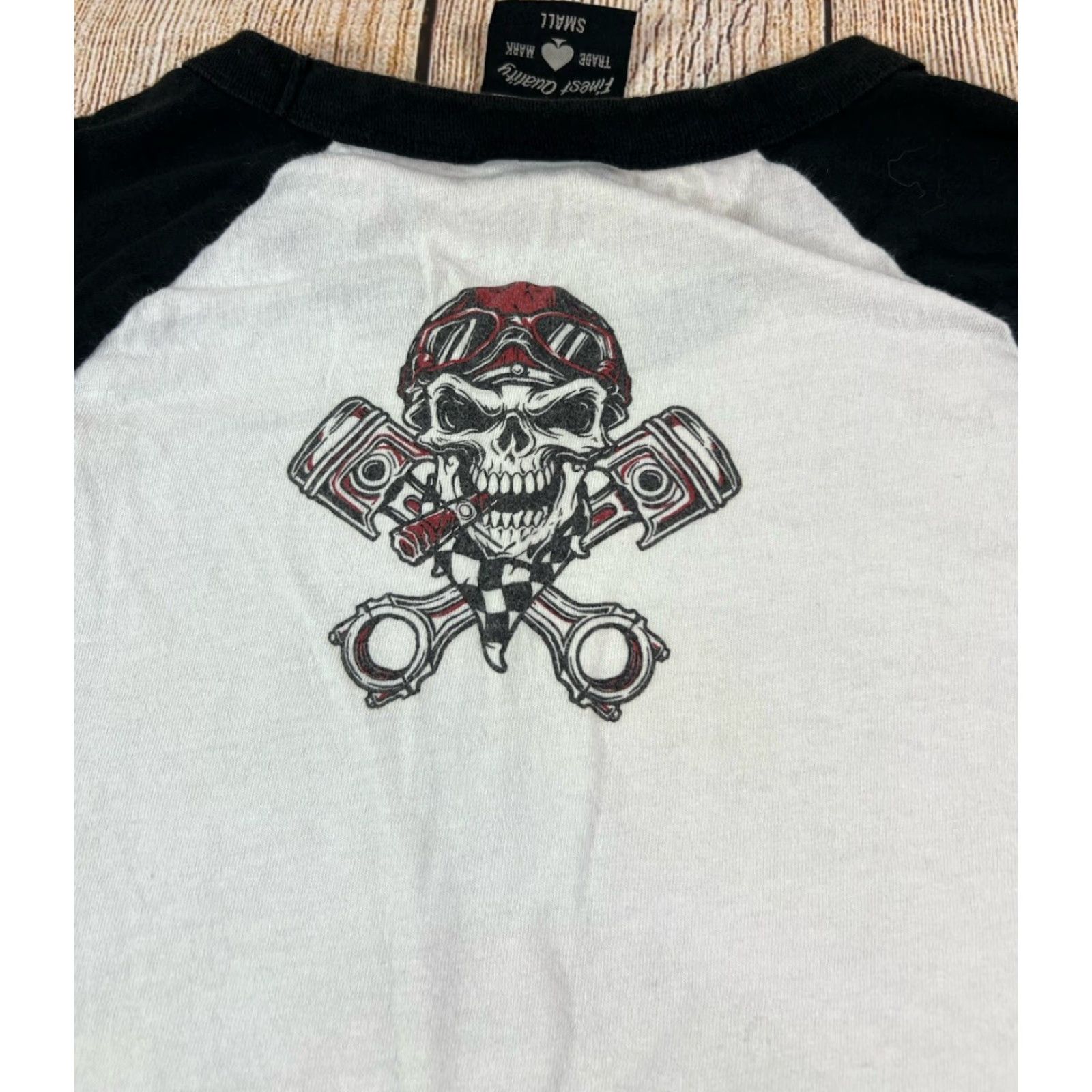 Speedo Lethal Threat T-Shirt Biker Raglan 3/4 Sleeve White S Small Mens Graphic Print Skull Speed Shop Fast Loud Skull Raglan Tee Size US S / EU 44-46 / 1 - 6 Thumbnail