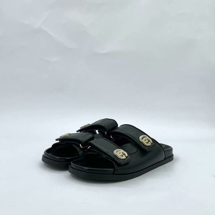 Gucci Gucci Black Double G Diamond Slide Sandals Size US 6 / IT 36 - 1 Thumbnail