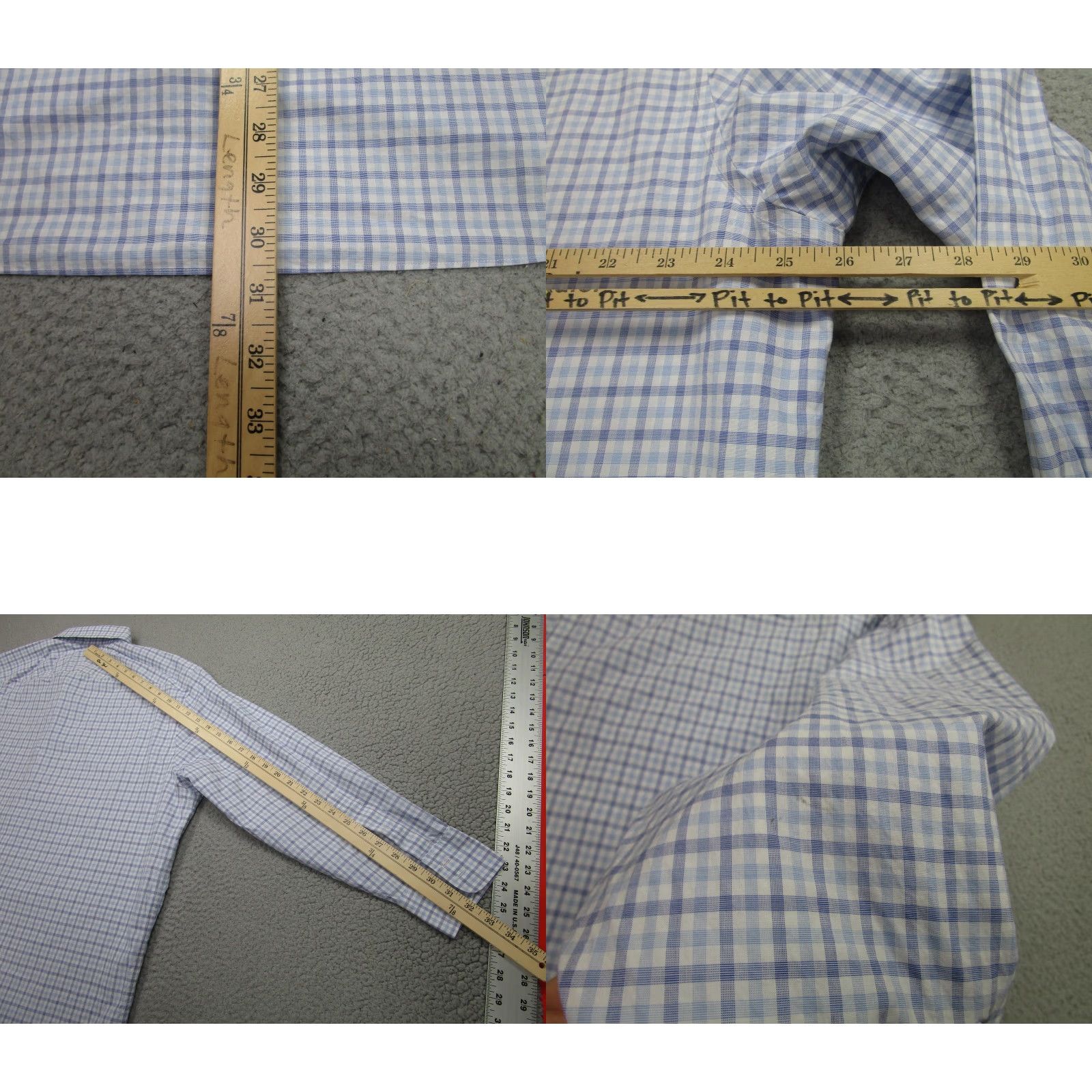 Brooks Brothers VINTAGE Brooks Brothers Dress Shirt Mens 17.5 32/33 Blue Gingham Thomas Mason Cotton Size 48R - 8 Thumbnail