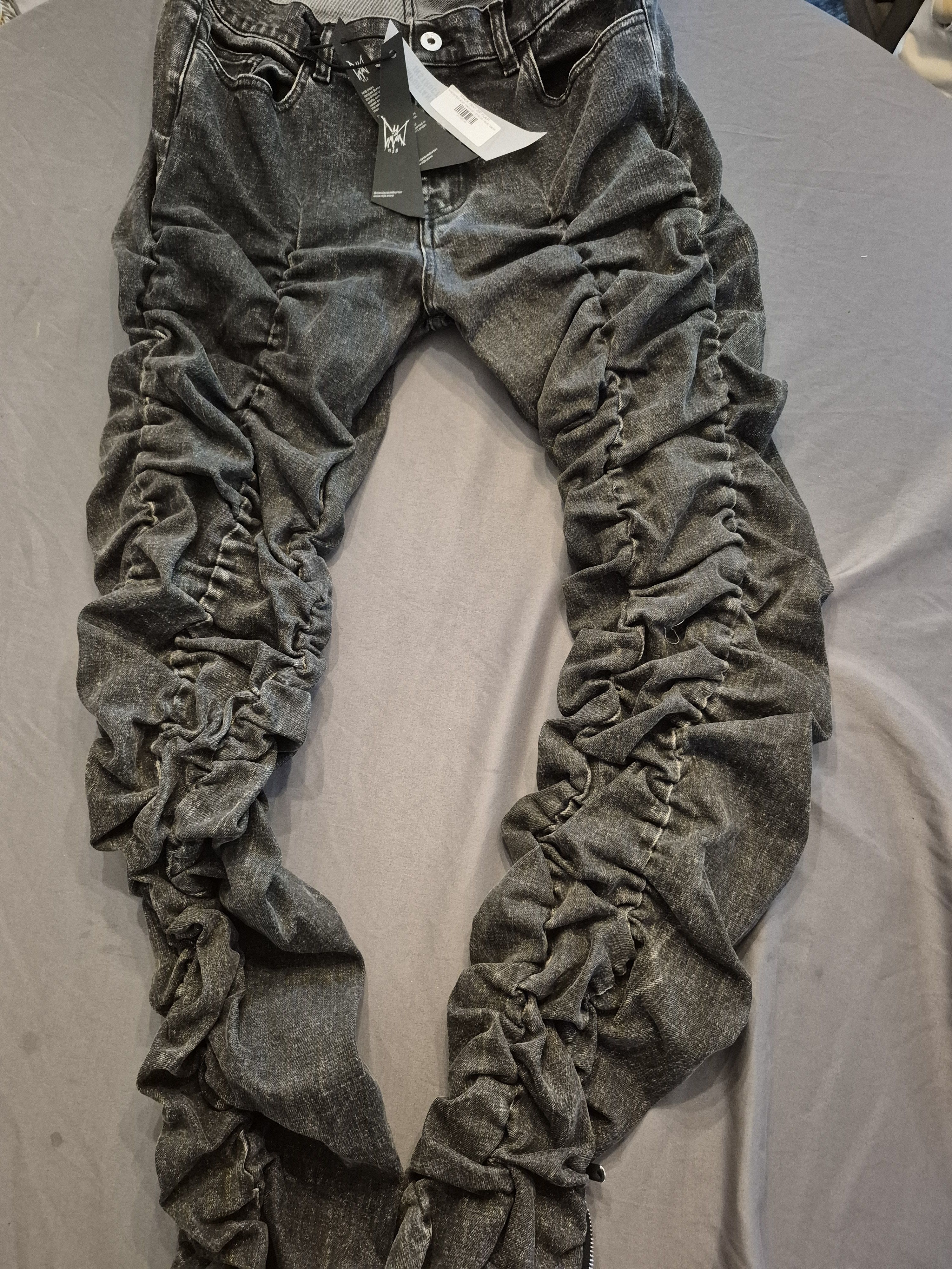 Marc Jacques Burton MJB Marc Jacques Burton Black Stack Acid Wash Jeans Size US 32 / EU 48 - 2 Thumbnail