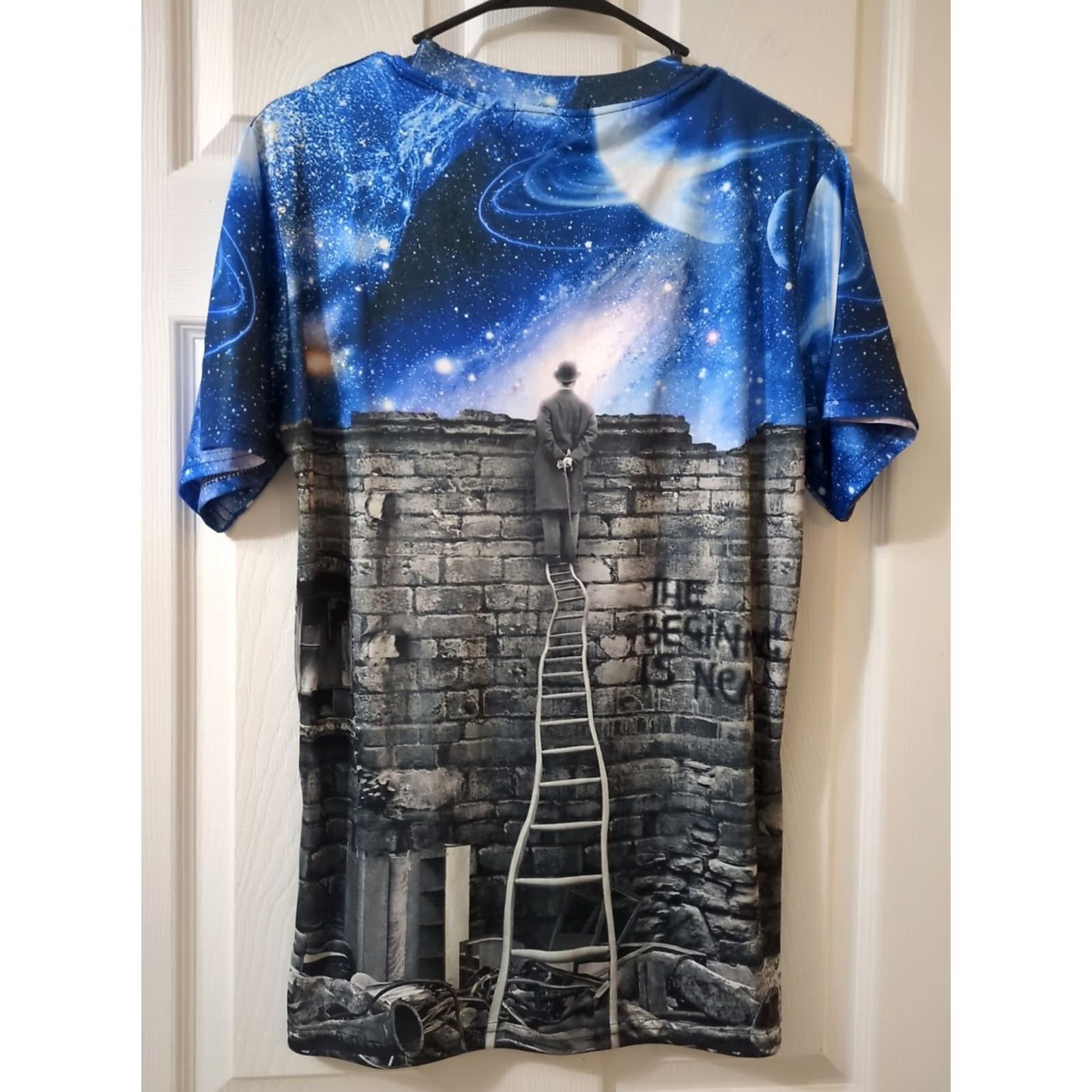 Vintage 1991 INC Graphic T Shirt - The Beginning Is Near - XL - Blue - Galaxy - Short Sleeve Crew Neck - Men - T-Shirt Size US XL / EU 56 / 4 - 4 Thumbnail