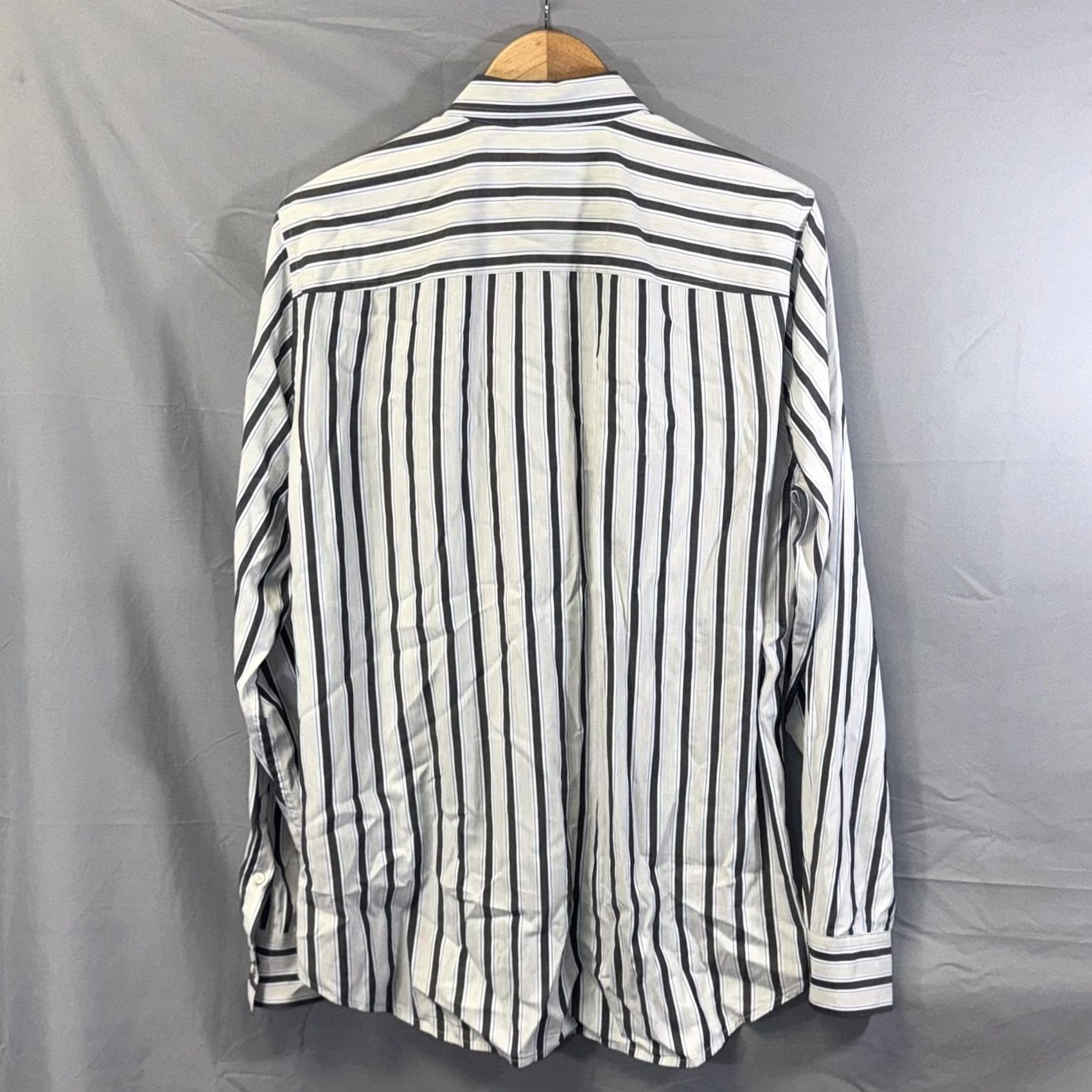 Giorgio Armani Armani Exchange Shirt Mens Large White Black Blue Stripe Slim Fit Button Up Size US M / EU 48-50 / 2 - 2 Thumbnail