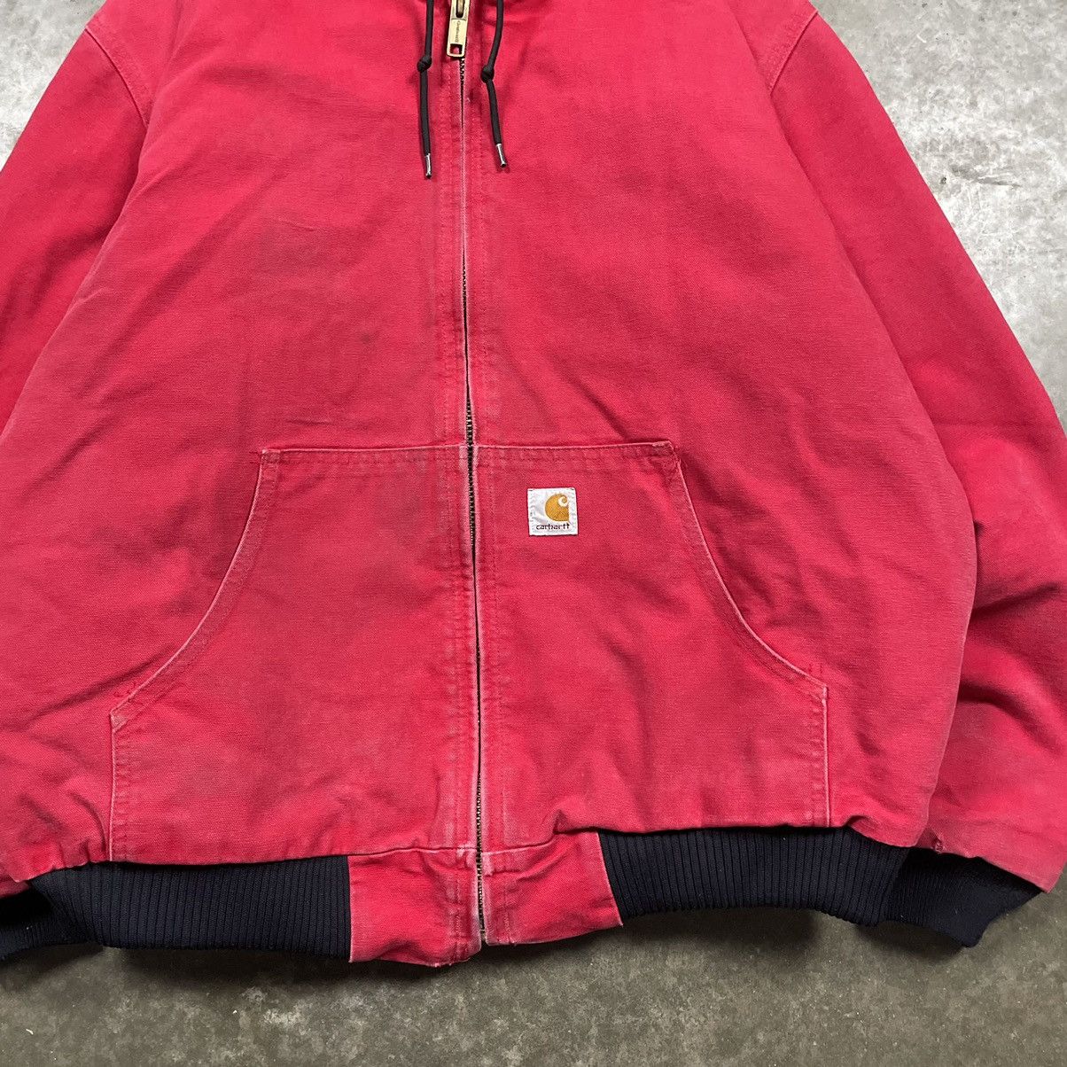 Vintage Red Carhartt Hooded Jacket Sunfaded Active Jacket