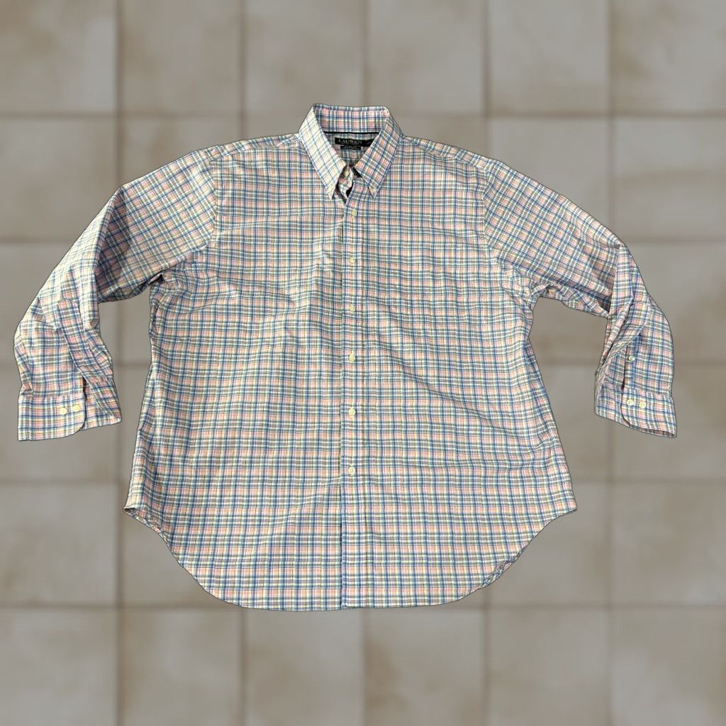 Ralph Lauren Lauren Ralph Lauren Dress Shirt Mens 18 34 35 Pink Blue Plaid Classic Fit Shirt Mens 18 Pink Plaid Classic Fit Size 48R - 1 Thumbnail