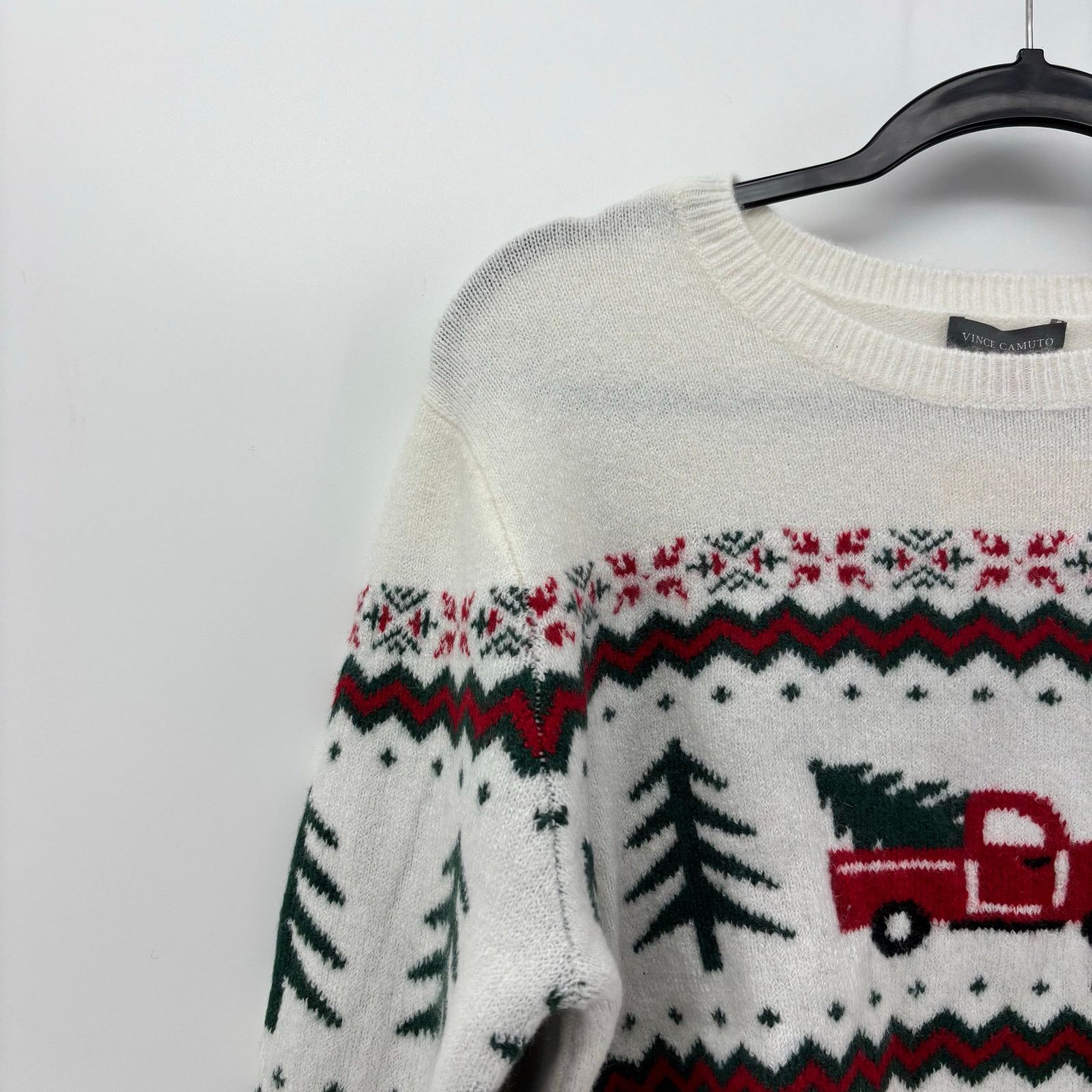 Vince Camuto Vince Camuto Womens Medium Christmas Sweater Cream Farm Size M / US 6-8 / IT 42-44 - 9 Thumbnail