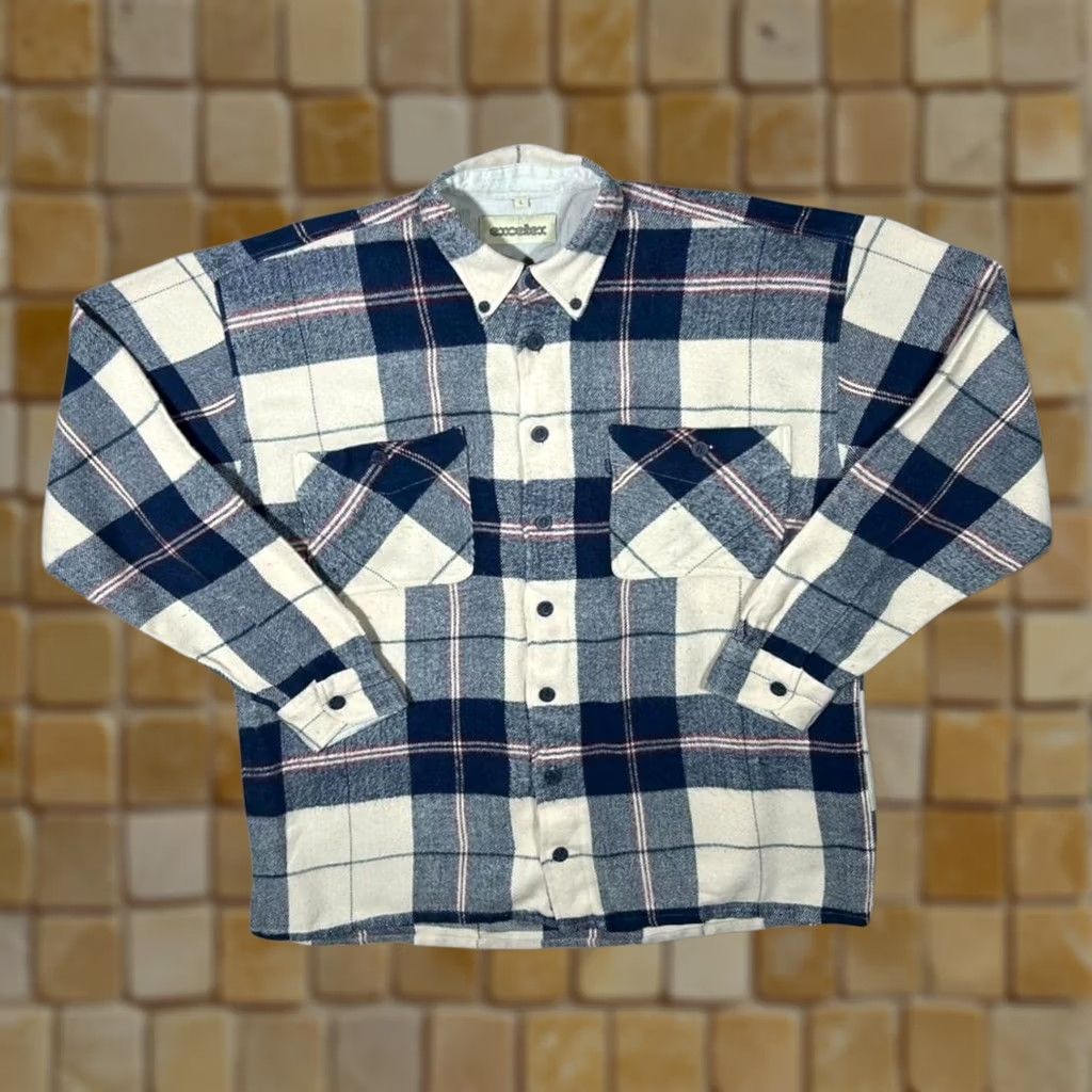 Vintage VINTAGE Exceltex Blue White Red Plaid Check Long Sleeve Flannel Shirt L Mens XL Large Regular Button-Up Shirt Size US L / EU 52-54 / 3 - 1 Thumbnail