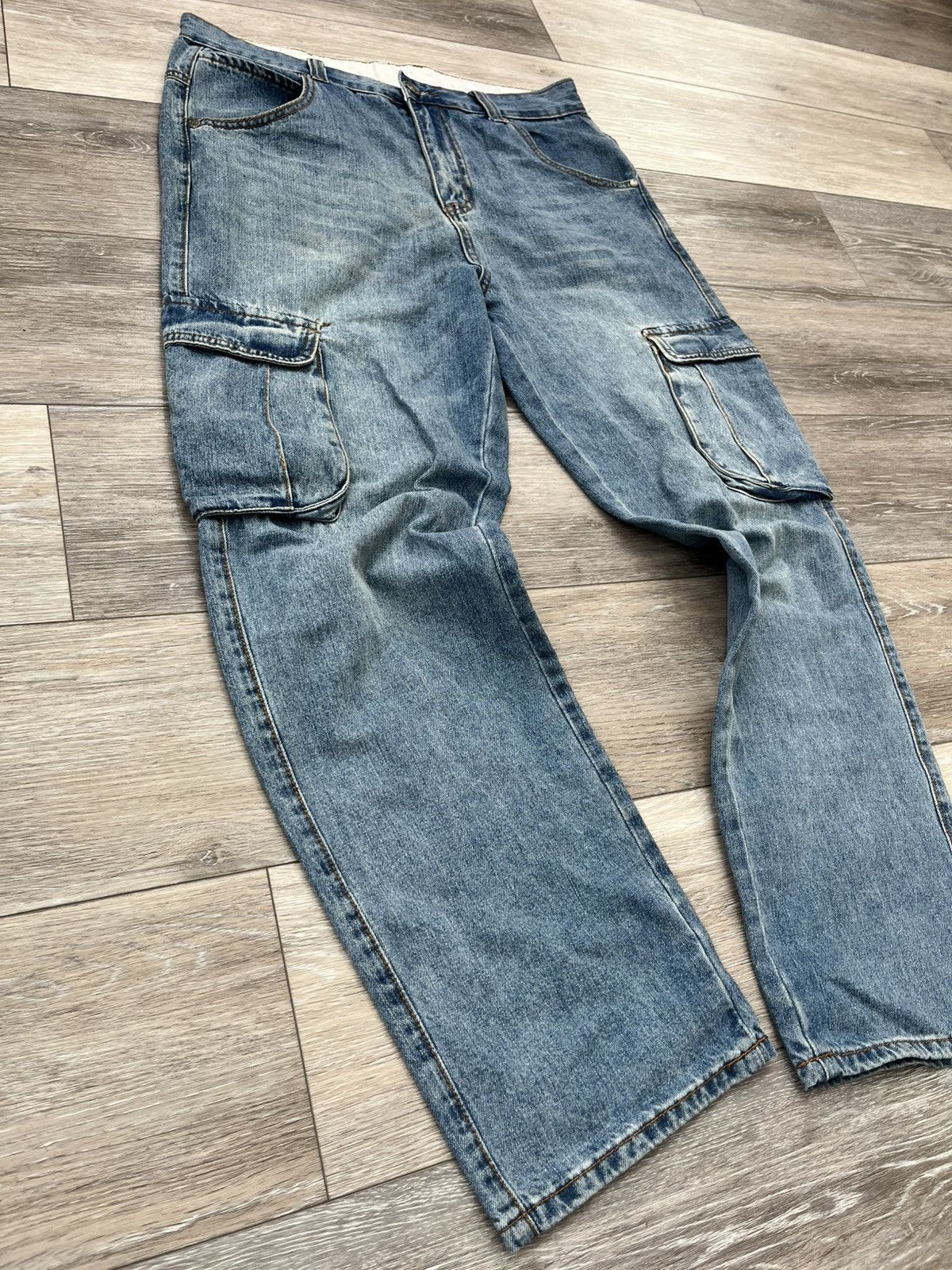 Other Vintage Denim Cargo Jeans Size US 34 / EU 50 - 3 Thumbnail