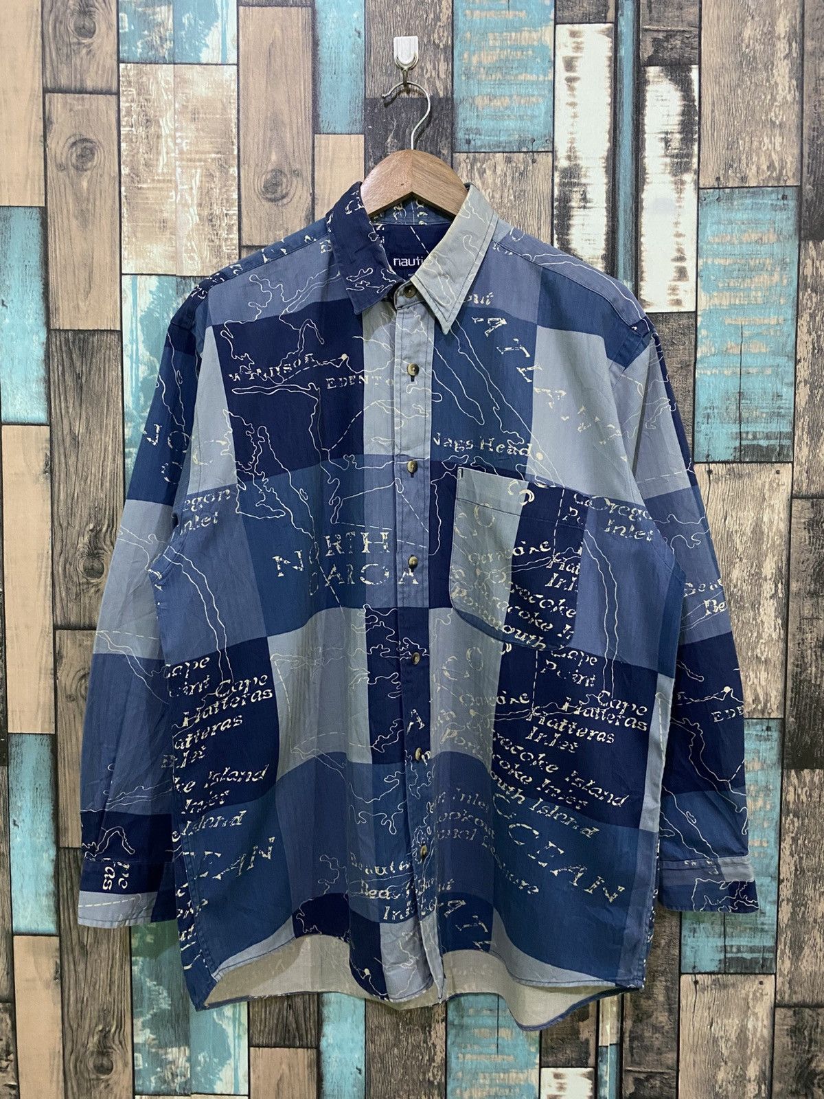 Nautica Rare Vintage Nautica Patchwork North Carolina Print Shirt Size US M / EU 48-50 / 2 - 1 Thumbnail
