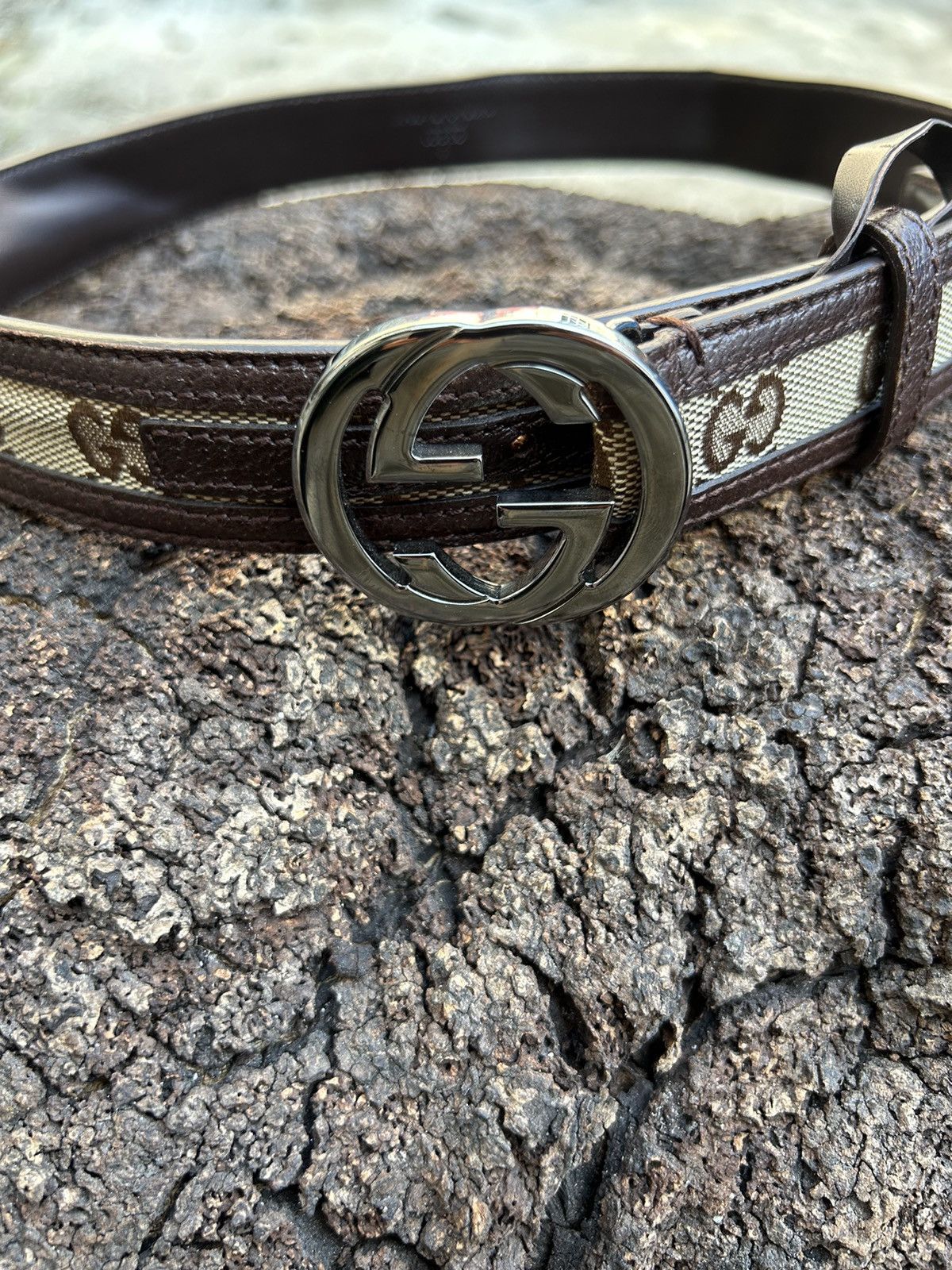 Gucci gucci interlocking G buckle monogram belt Size ONE SIZE - 2 Thumbnail