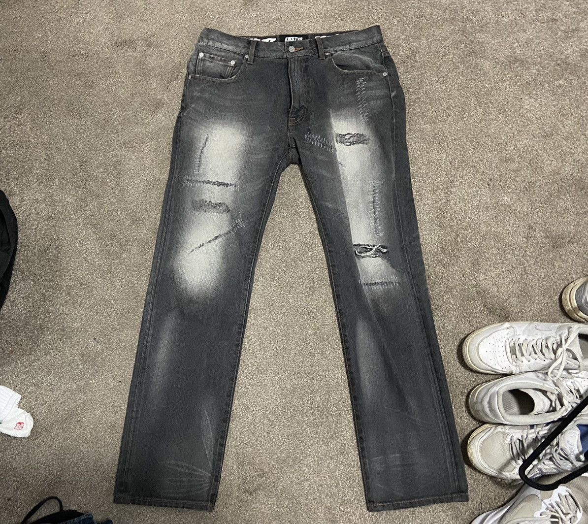 KIKS TYO HEAVILY distressed Japanese jeans Size US 34 / EU 50 - 1 Thumbnail