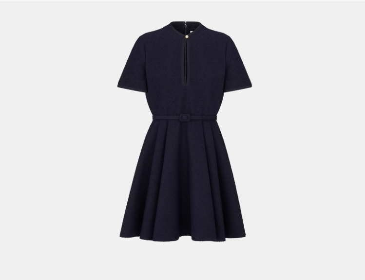 o1w1db10925 441R75 Short Flared Mini Dress in Navy Blue