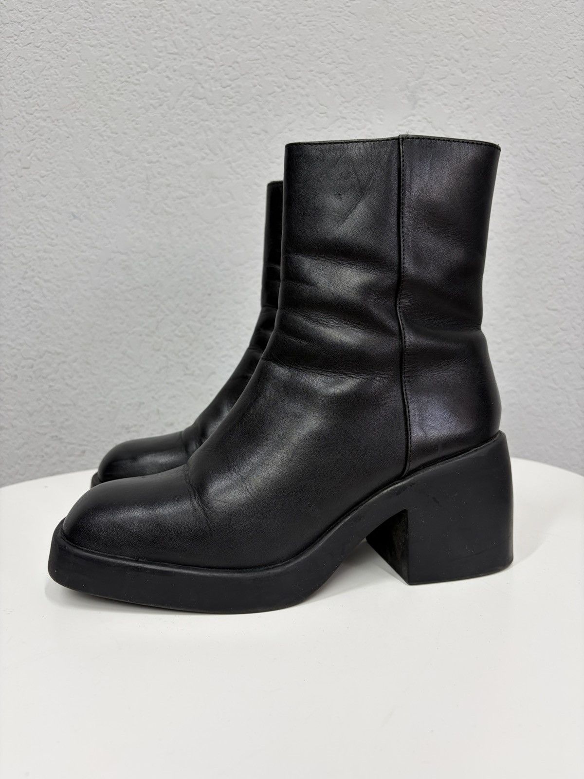 Hedi Slimane Vintage Italian AS 98 Rick Owens Style Leather Biker Boots Size US 8.5 / EU 41-42 - 3 Thumbnail