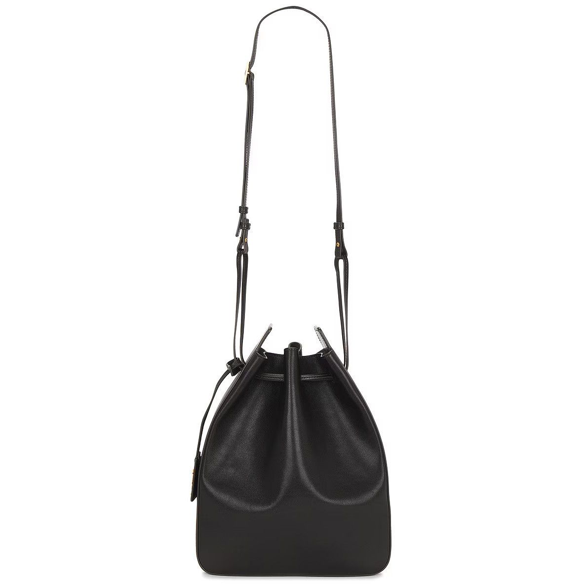 SAINT LAURENT $2400 Dark Vert Fonce Large Leather Bucket Bag