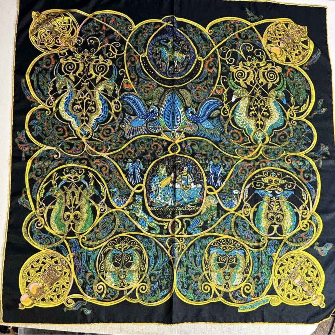 image of Hermes Silk Carre Scarf La Charmante Aux Animaux in Blue, Women's
