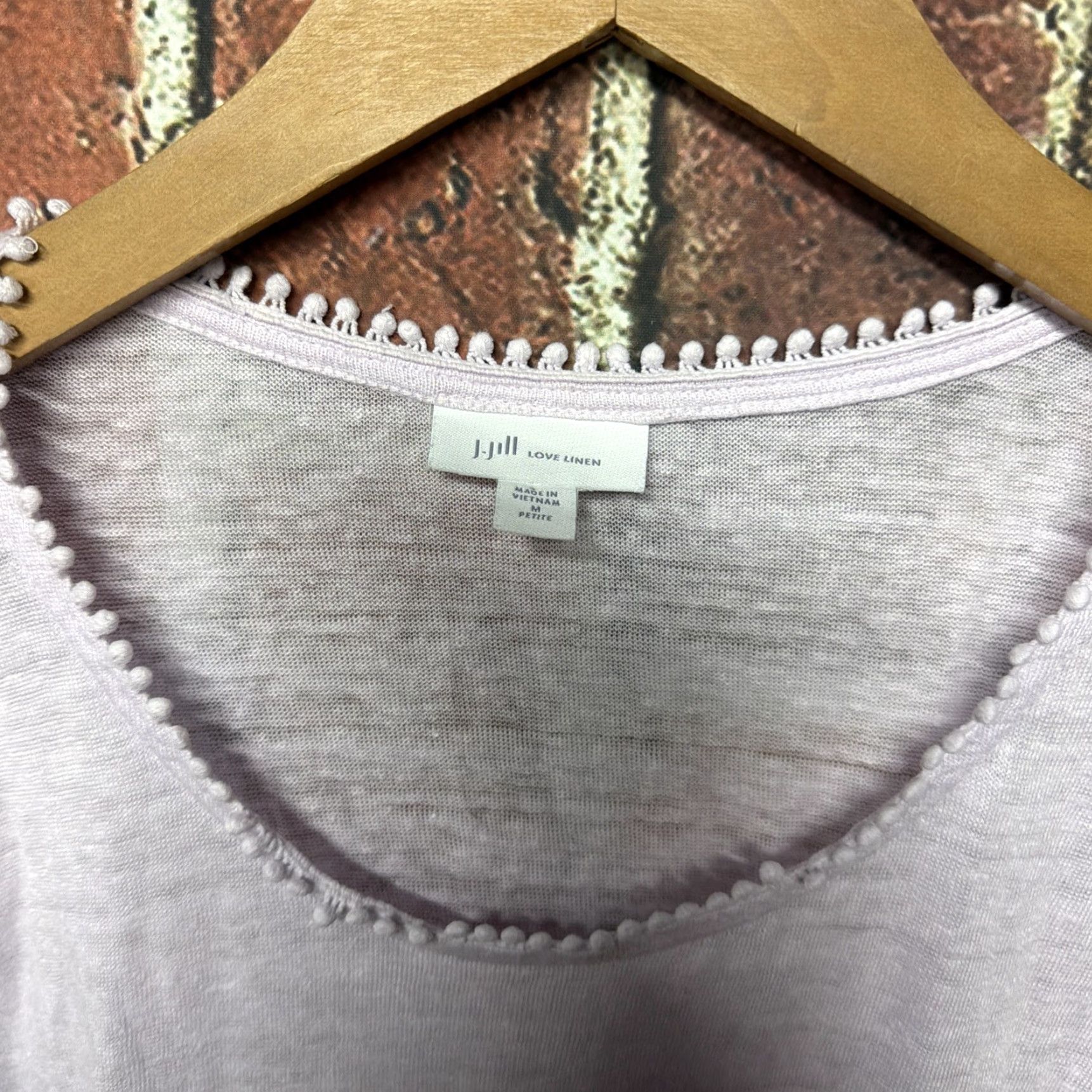 J. Jill J Jill Top Women Petite M 3/4 Sleeve Pink Love Linen Blouse Tunic Size M / US 6-8 / IT 42-44 - 2 Thumbnail