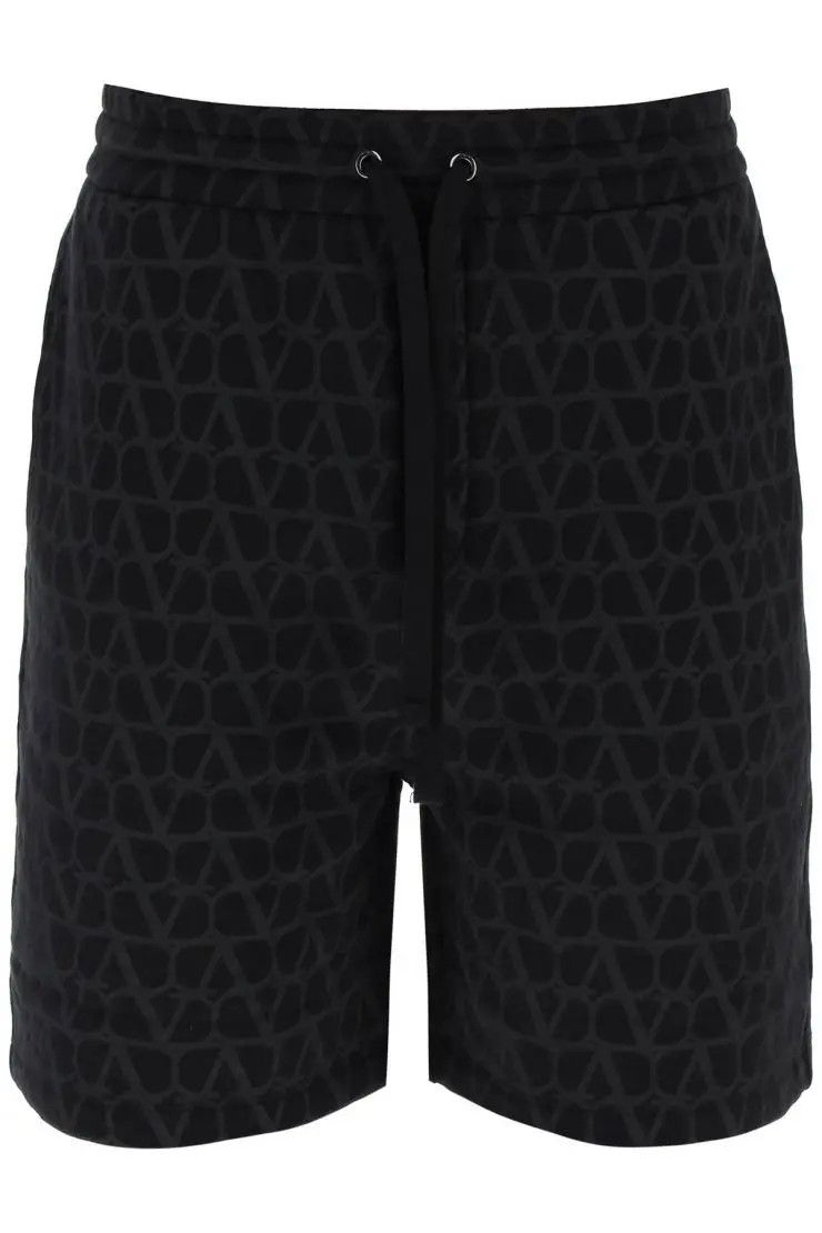 image of Valentino Garavani O1S22I1N0324 Toile Iconographe Sweatshorts In Black, Men's (Size 30)