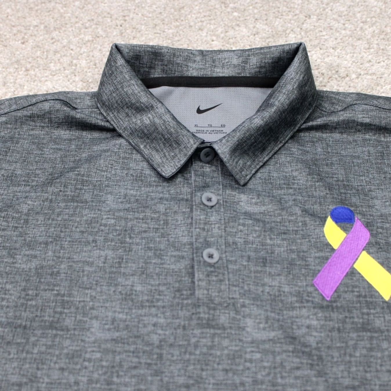 Nike Nike Polo Shirt Mens XL Gray 100% Polyester Short Sleeve Pullover Golf Dri-Fit Crosshatch Logo Size US XL / EU 56 / 4 - 5 Thumbnail