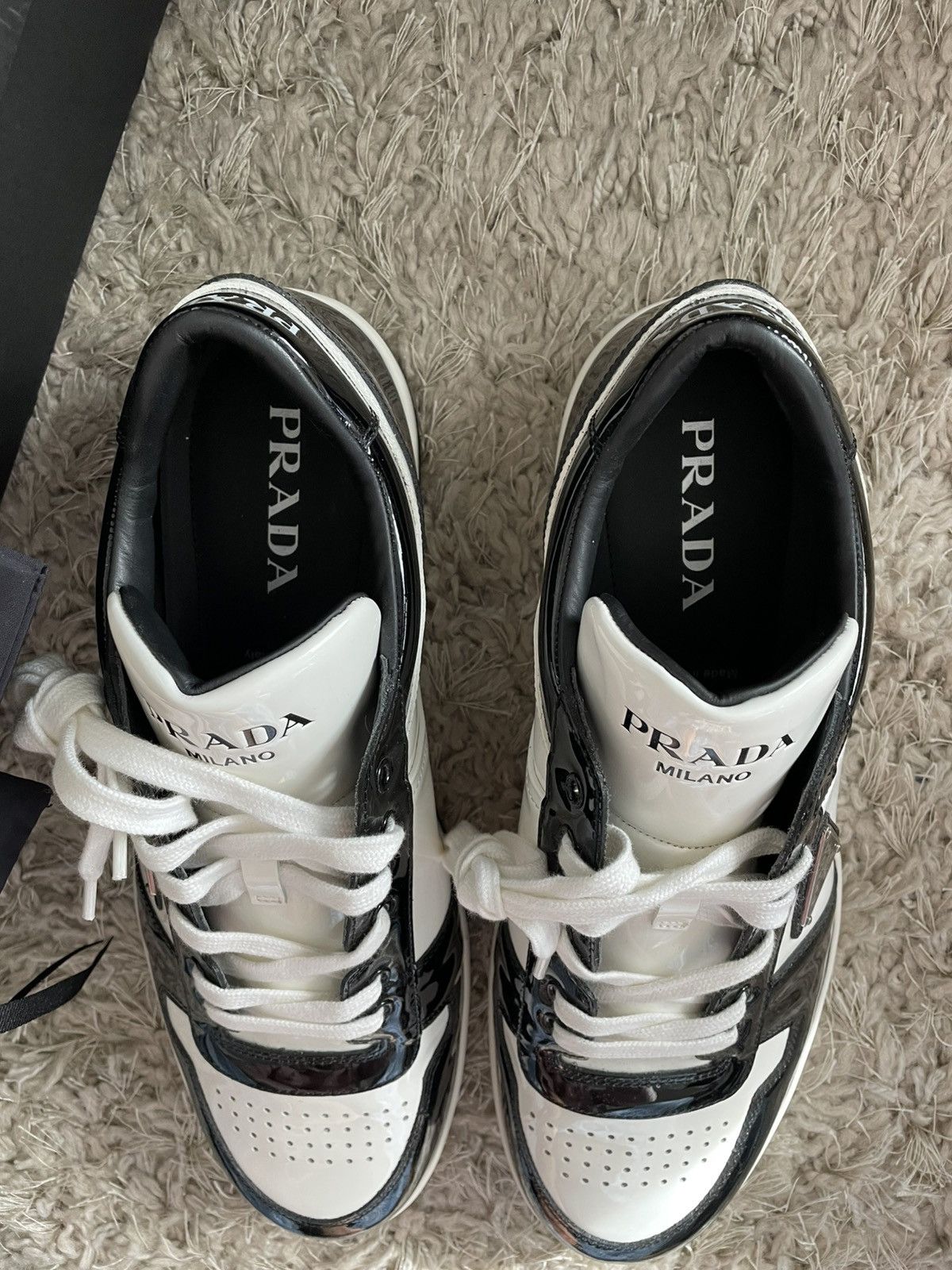 Prada Prada Downtown Leather Black/White Size US 12 / EU 45 - 7 Thumbnail