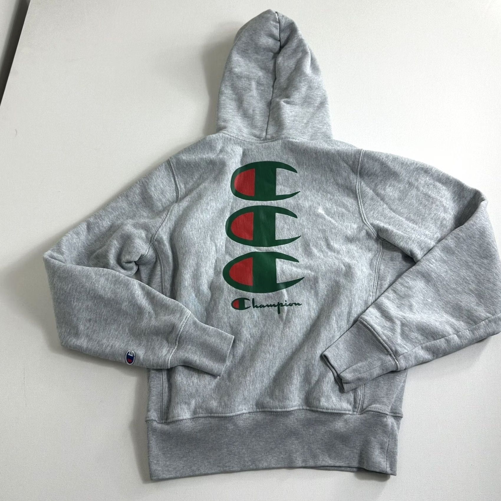Champion VINTAGE Champion Reverse Weave Hoodie Pullover Double Sided Graphic Red Gray Sweatshirt Sweatshirt (Hooded) Mens S Size US S / EU 44-46 / 1 - 2 Thumbnail