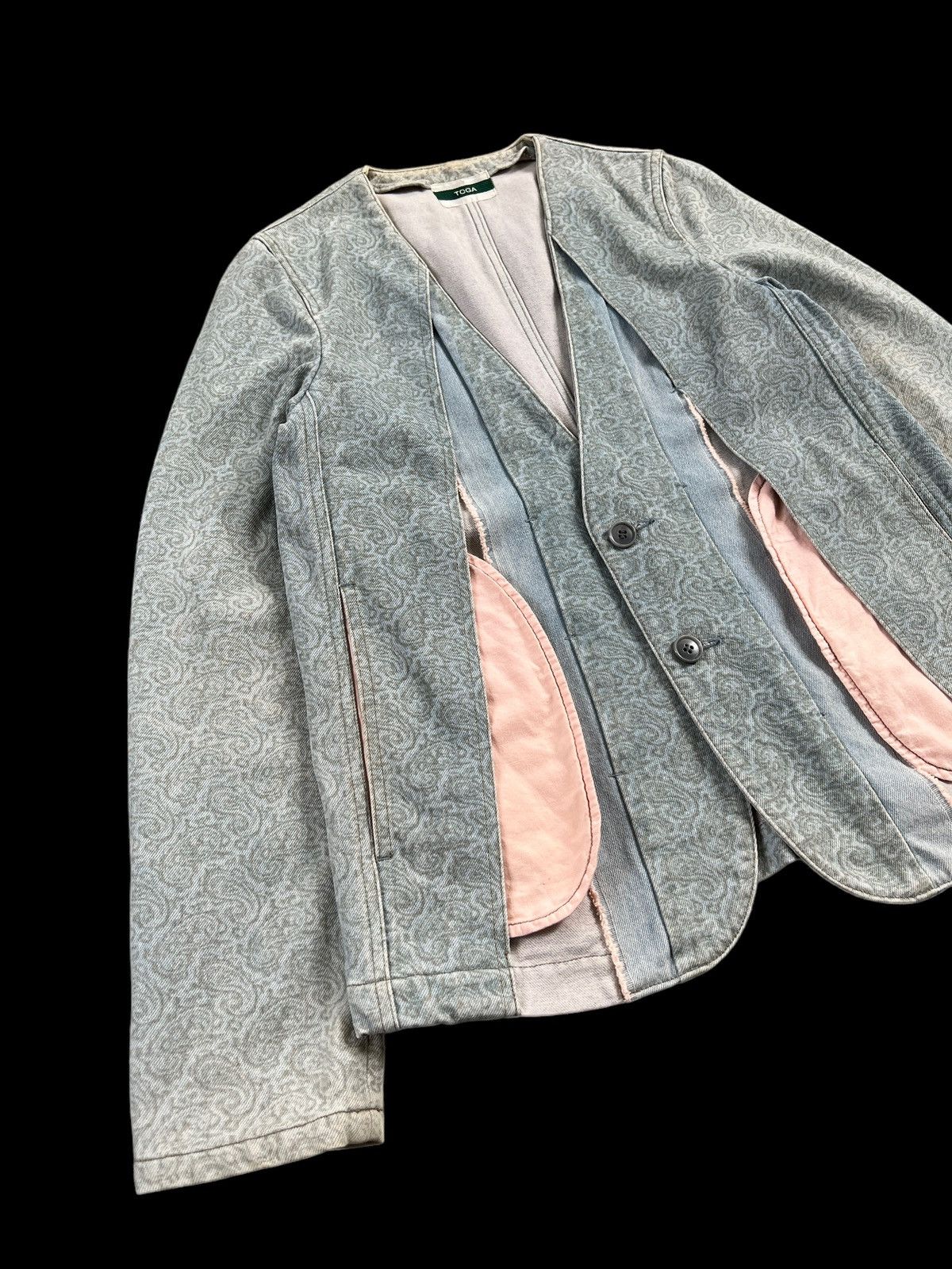Toga Vintage 90s Toga Reconstructed Paisley Denim Blazer Size US S / EU 44-46 / 1 - 5 Thumbnail
