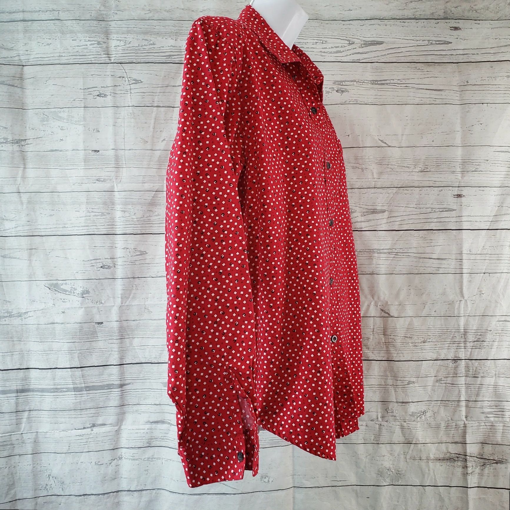 Roper Roper Five Star Button Up Shirt Red White Horseshoe Print Womens Large Cotton Shirt Size L / US 10 / IT 46 - 3 Thumbnail