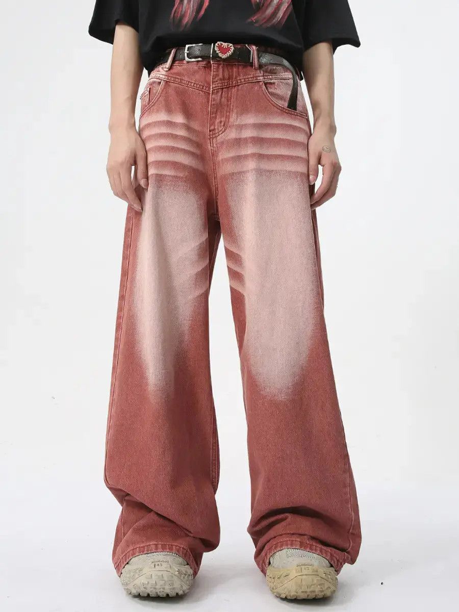 Japanese Brand Retro straight leg wide leg high street jeans Size US 32 / EU 48 - 3 Thumbnail