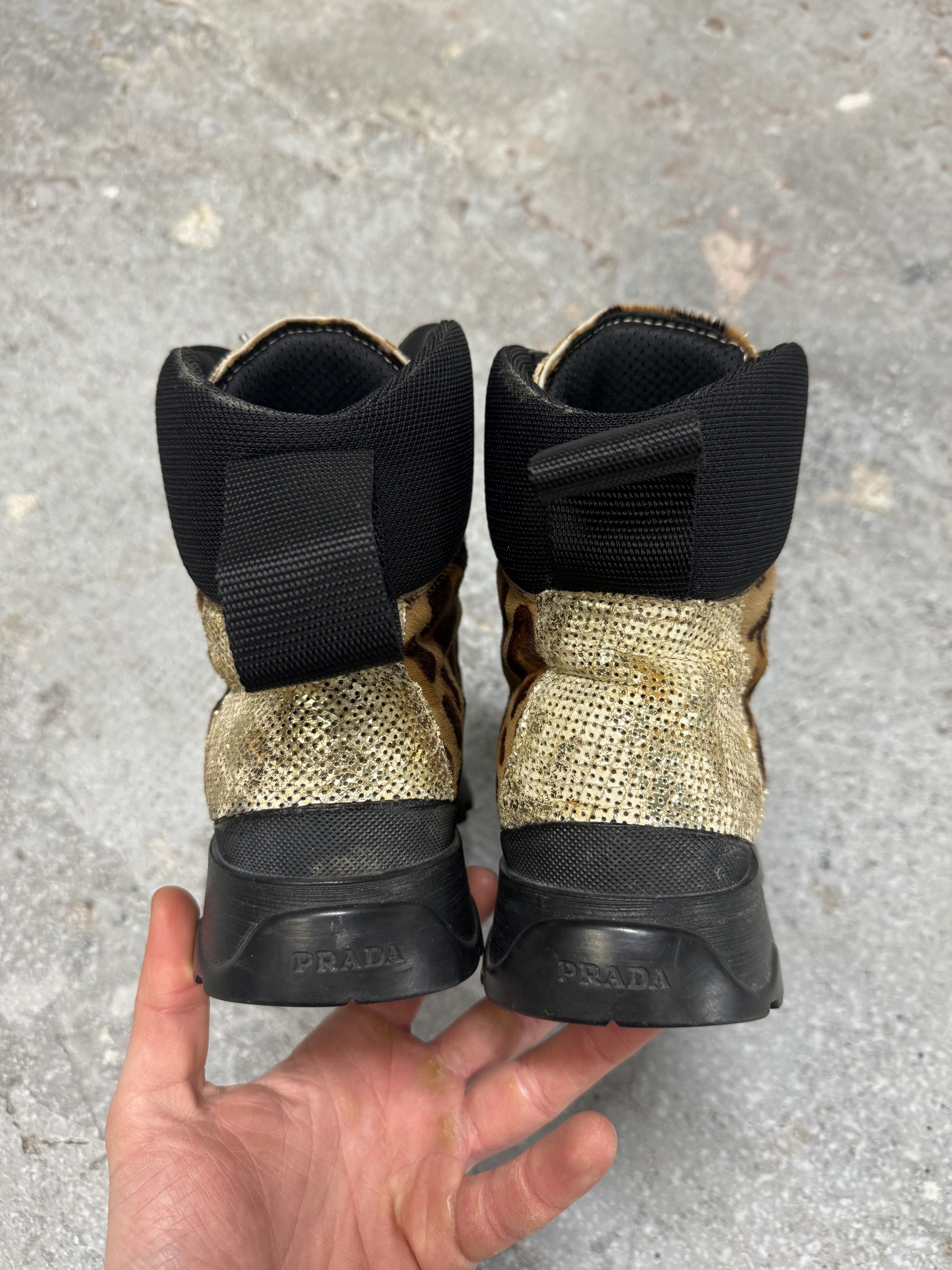 Prada × Vintage FW1999 Prada Leopard Pony Hair Hybride High Shoes Size US 8 / IT 38 - 7 Thumbnail