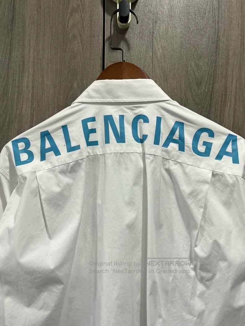 Balenciaga Balenciaga White and Blue Back Letter Shirt Size XS / US 0-2 / IT 36-38 - 5 Thumbnail