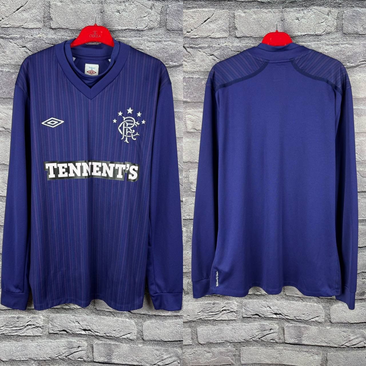 Umbro Rangers FC Umbro Long Sleeve Football Shirt Tennent’s Size US XL / EU 56 / 4 - 1 Thumbnail