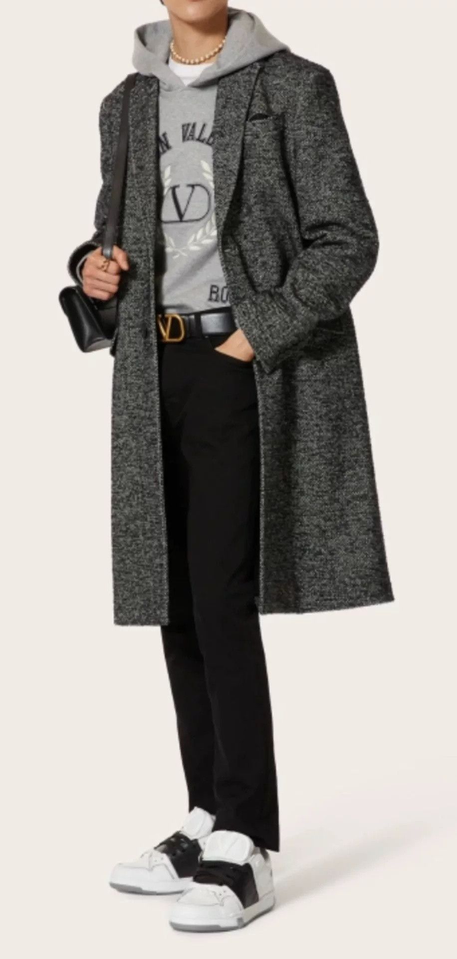 Valentino Valentino Gray Herringbone Rockstud Wool Coat Size US S / EU 44-46 / 1 - 1 Thumbnail