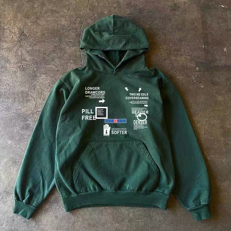 Japanese Brand × Vintage Green Retro Letter Print Loose Hoodie Size US L / EU 52-54 / 3 - 1 Thumbnail