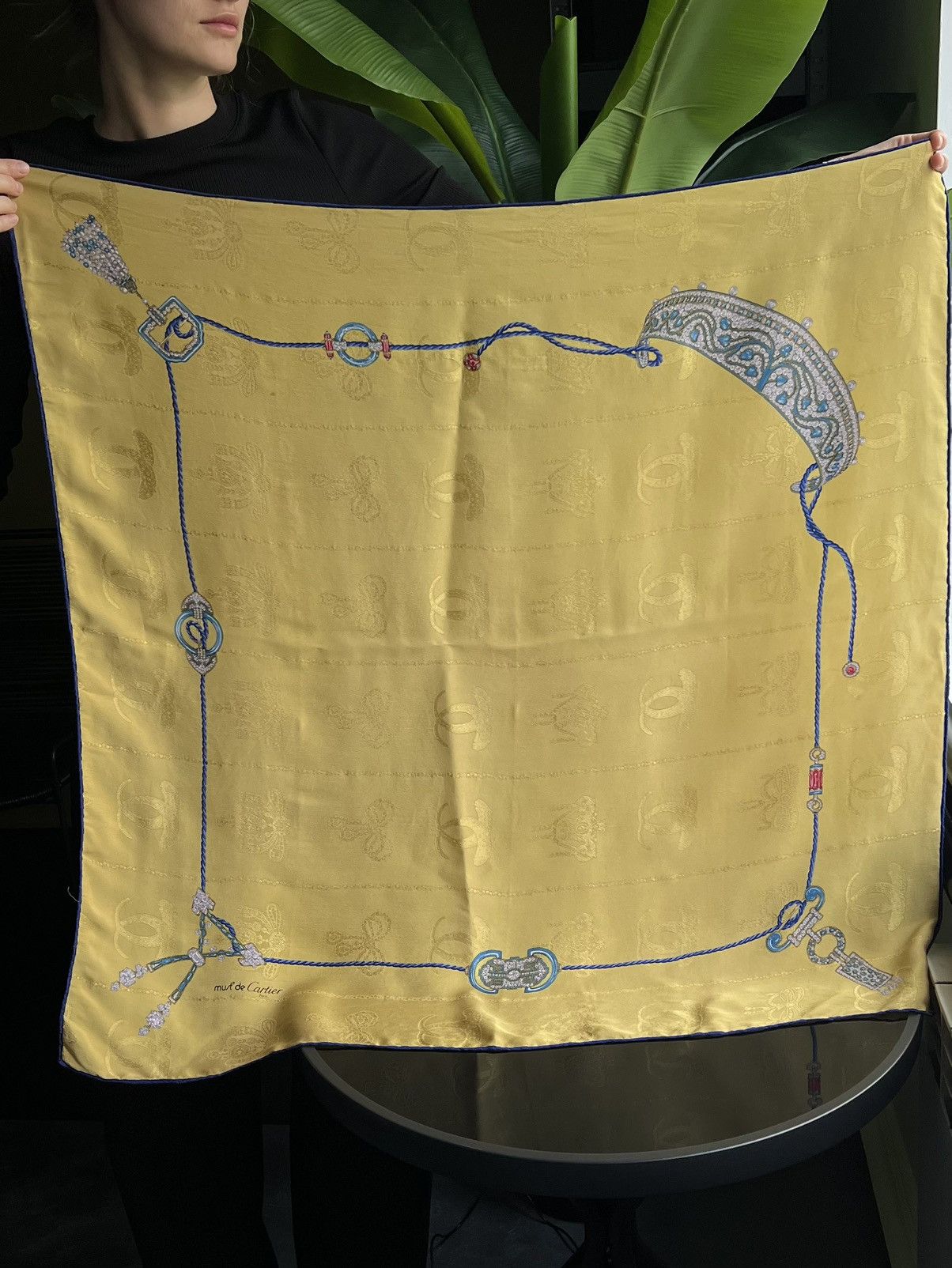 Cartier Vintage Cartier Yellow Silk Scarf Jewelry Print Paris Size ONE SIZE - 2 Thumbnail