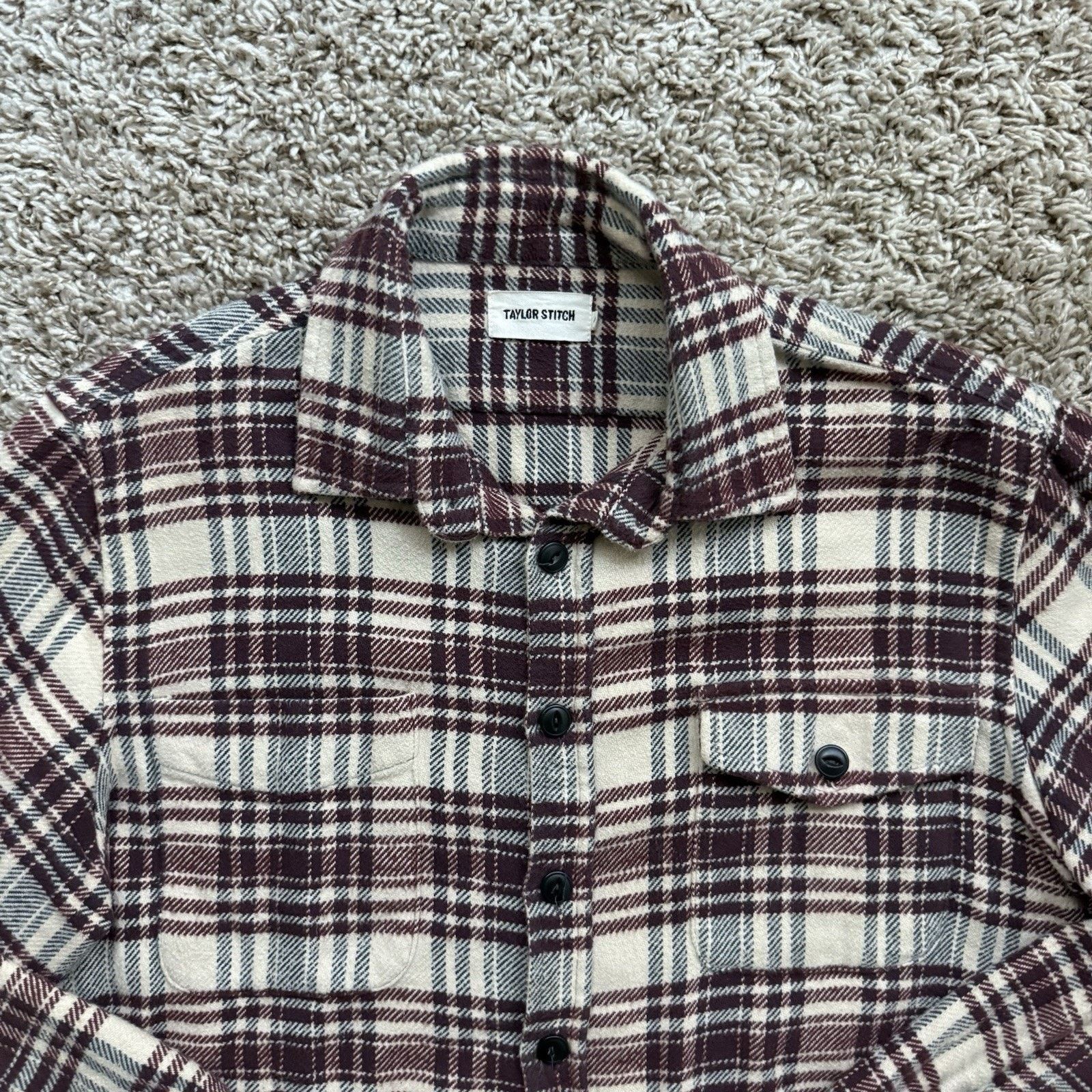 Taylor Stitch Taylor Stitch Shirt Red Crater Flannel Ivory Plaid Size M 40 Size US M / EU 48-50 / 2 - 2 Thumbnail