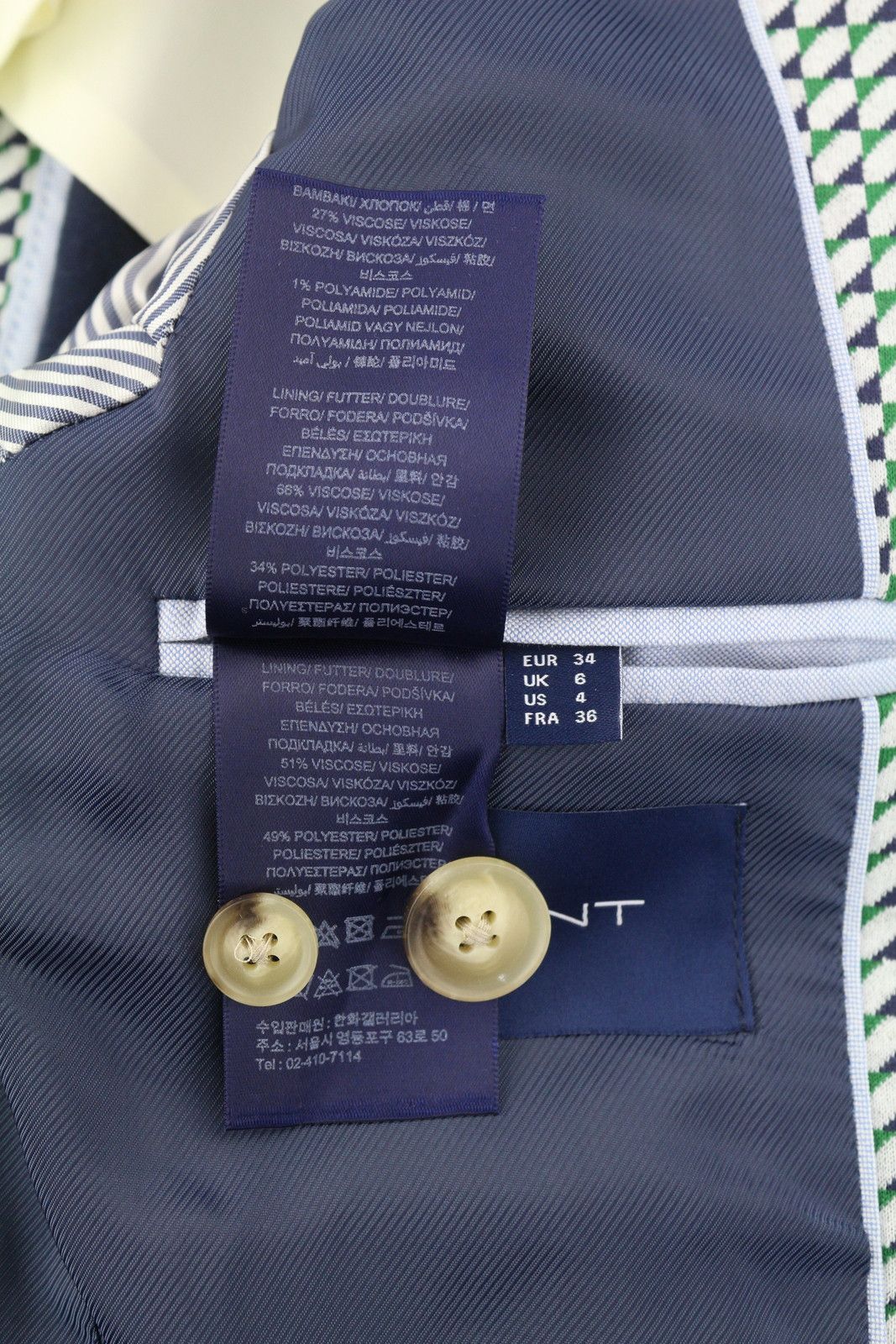 Gant GEO JERSEY EU34 Patterned Notch Half Lined Blazer 85536 Size XS / US 0-2 / IT 36-38 - 11 Thumbnail
