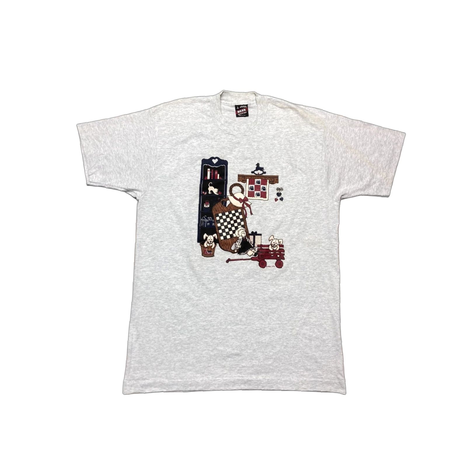 Vintage VINTAGE CAT T-SHIRT 90s Graphic Shirt Men L Gray Cats Kitten Teddy Bear Wagon Farm Granny Large Size US L / EU 52-54 / 3 - 1 Thumbnail
