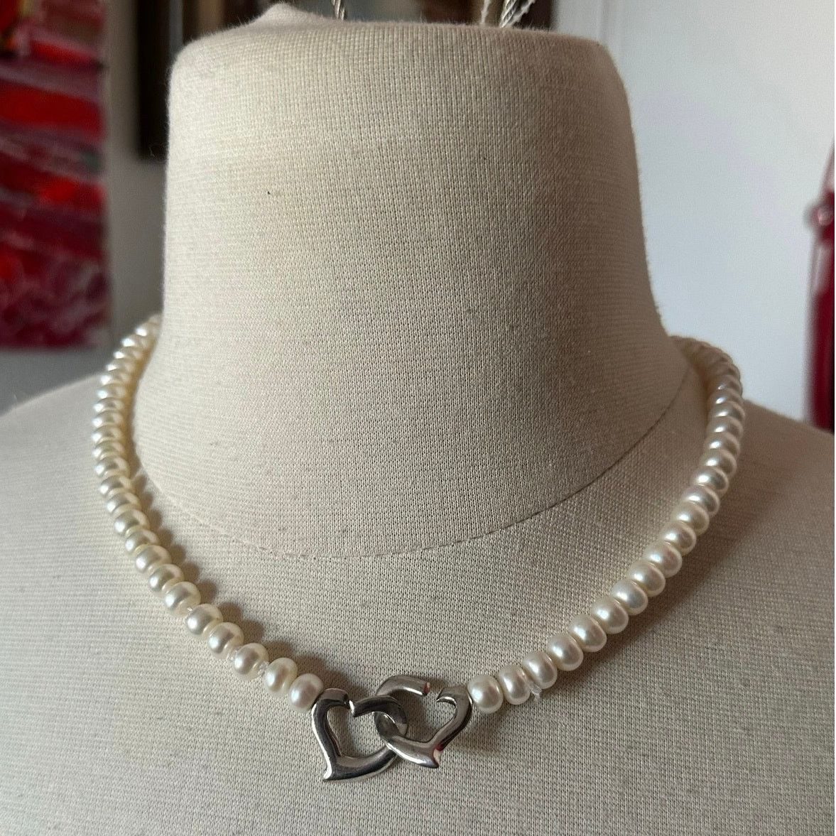 Other white pearl necklace with silver heart charm Size ONE SIZE - 2 Thumbnail