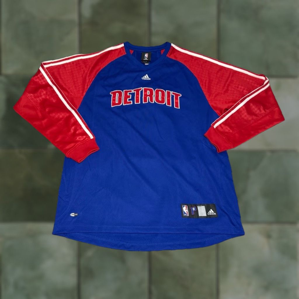 Adidas VINTAGE Adidas Detroit Pistons NBA Basketball Warm Up Shooting Shirt Long Sleeve Adult Medium Blue Mens Size US M / EU 48-50 / 2 - 1 Thumbnail