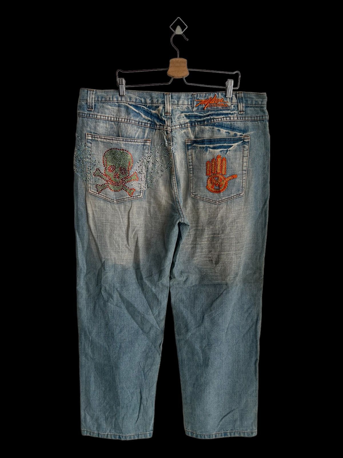 Ed Hardy Y2K Ed Hardy Style Skulls Swarovski Logo Pocket Baggy Jeans Size US 42 / EU 58 - 6 Thumbnail
