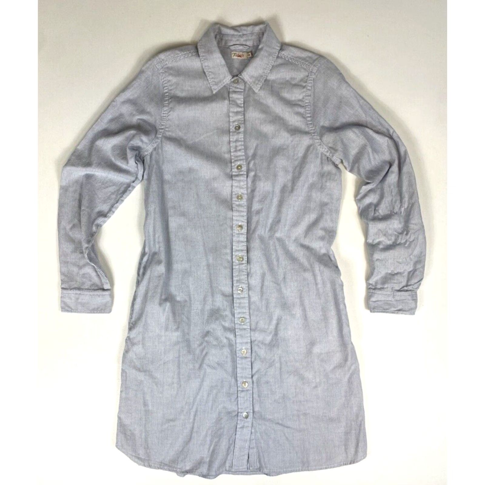 Faherty Faherty Women's Shirt Dress Oxford-Stripe Cotton Bayview Stretch Sz S Midi White and Blue Long Sleeve Collared Pockets Size S / US 4 / IT 40 - 4 Thumbnail