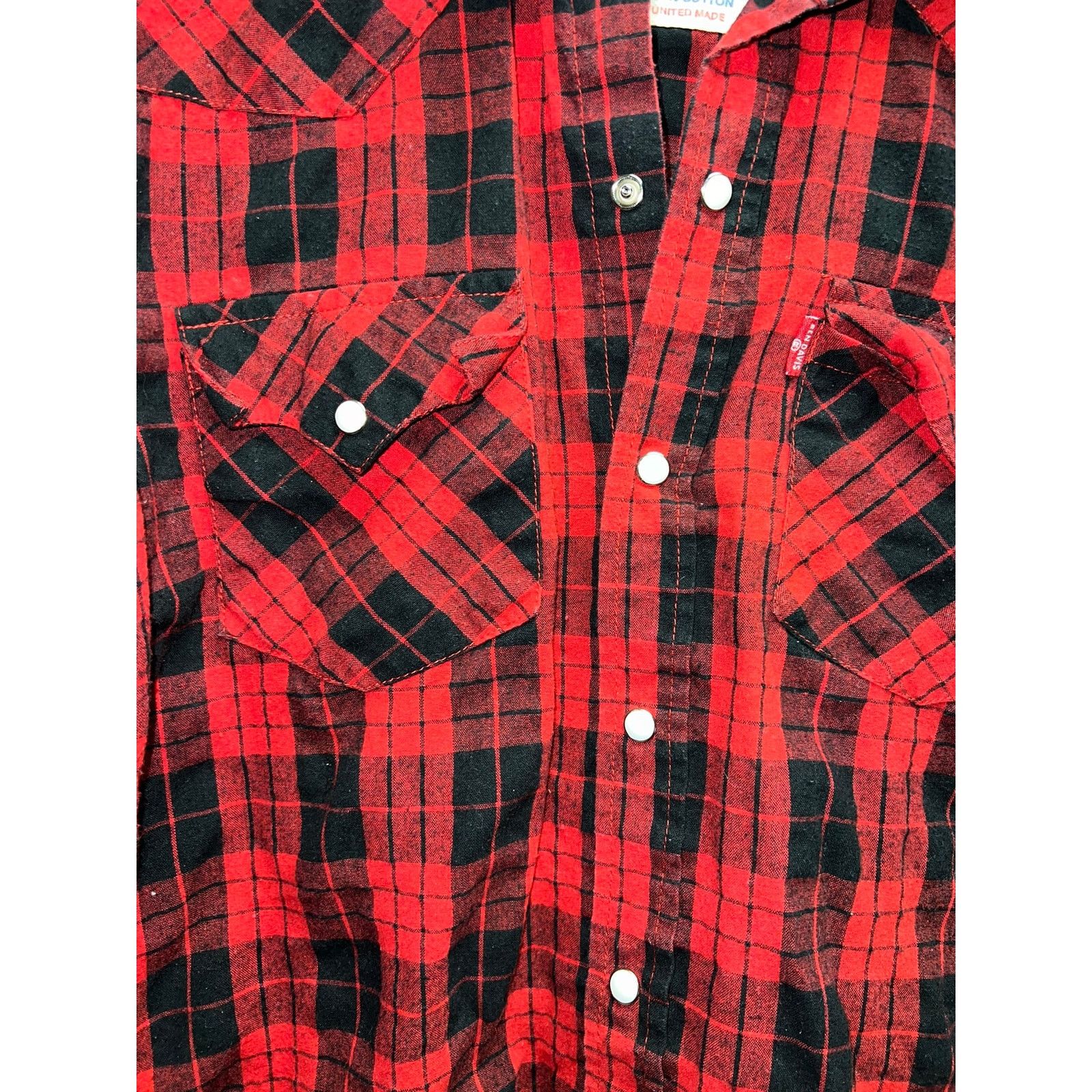 Ben Davis Vintage 70s 80s Ben David Sanforized Red Pearl Snap Shirt M Size US M / EU 48-50 / 2 - 6 Thumbnail