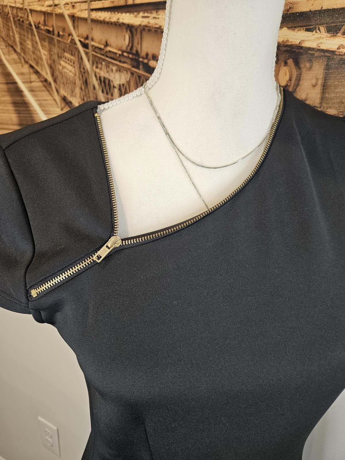 Designer Nwt Thalia Sodi Black Zipper Detail Dress #H33 Size M / US 6-8 / IT 42-44 - 4 Thumbnail