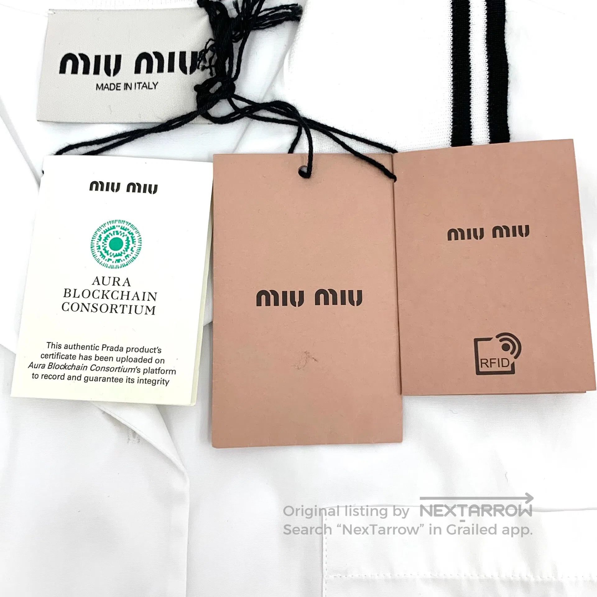 Miu Miu Miu Miu White logo letter embroidery cotton lapel single-b Size XS / US 0-2 / IT 36-38 - 5 Thumbnail