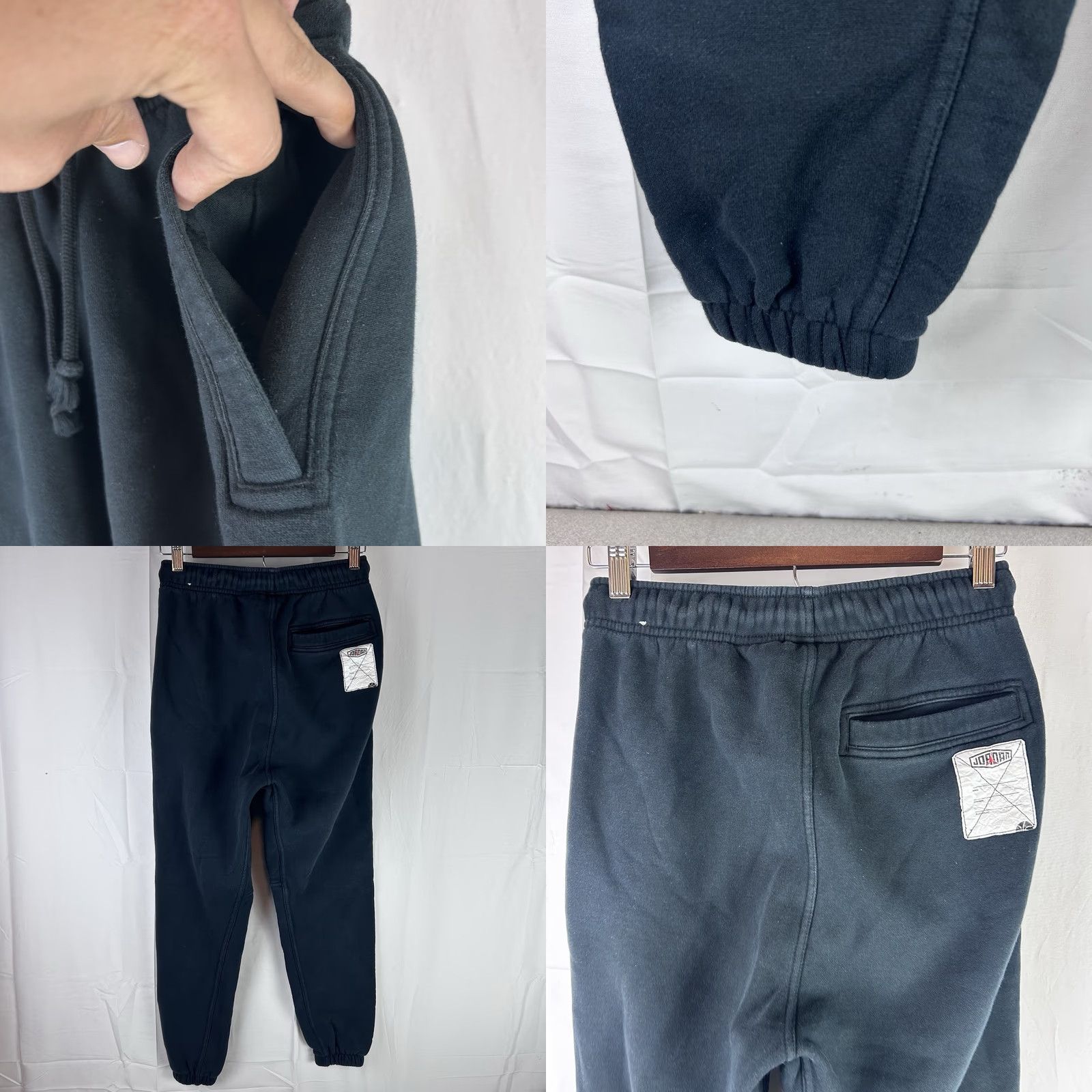 Nike VINTAGE NIKE Air Jordan Men's XS Jogger Pants DC9635-010 Black Sports Fleece Slim Inseam 26 in Mens Size US 27 - 8 Thumbnail