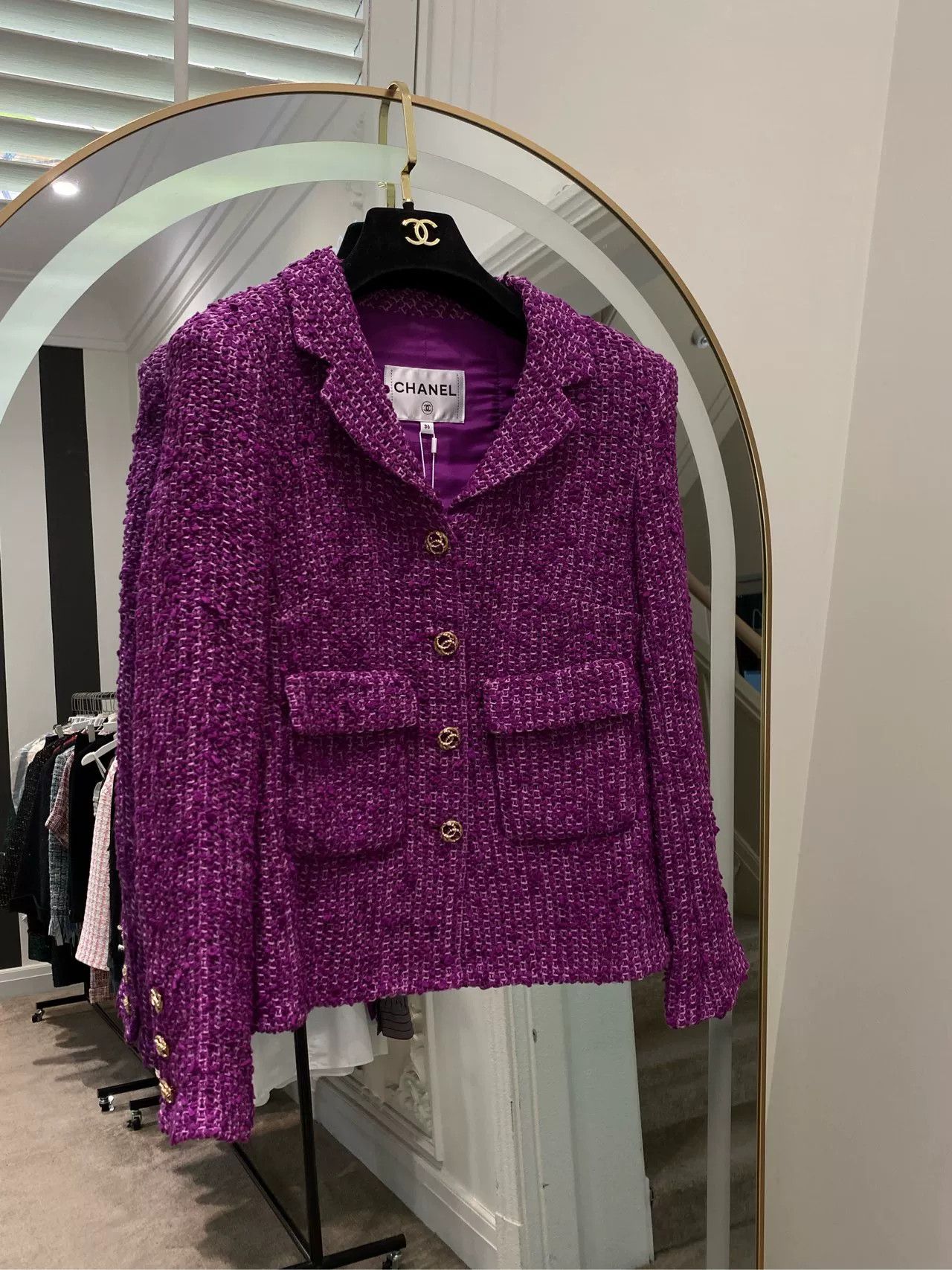 Chanel 21C Purple Knit Coat FR36