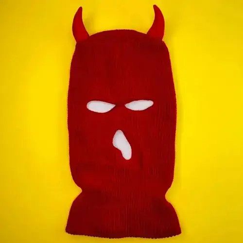 Other Red Devil Horns Skimask Balaclava Beanie Cap face cover mask Size ONE SIZE - 2 Thumbnail