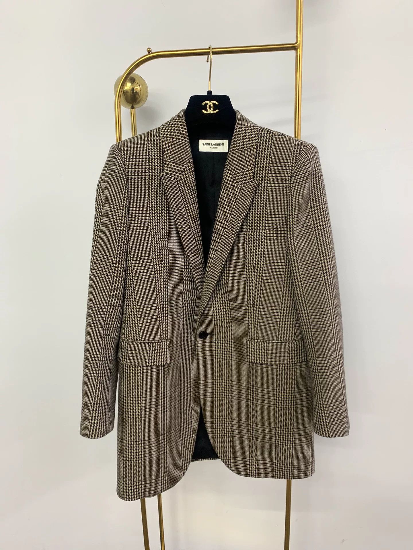 Saint Laurent Paris Saint Laurent Brown/Black Check Blazer Size XXS / US 00 / IT 34 - 1 Thumbnail