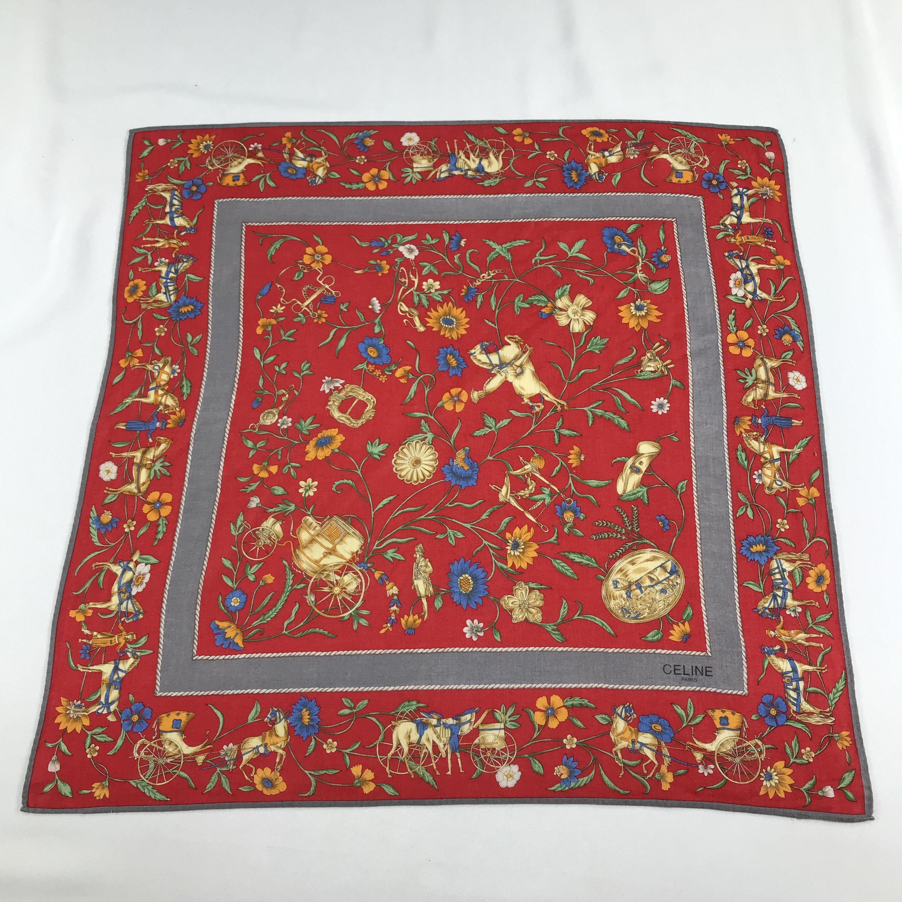 Celine Celine Floral Handkerchief Neckerchief Bandana H758 Size ONE SIZE - 2 Thumbnail