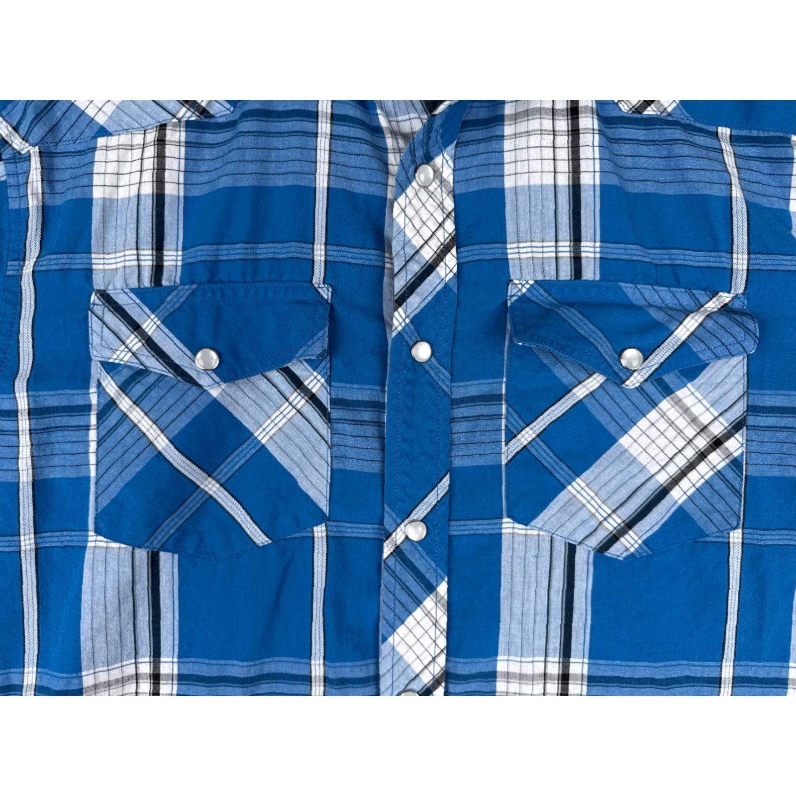 Vintage Gioberti Shirt Men Medium Blue White Plaid Pearl Snap Western Cotton Long Sleeve Size US M / EU 48-50 / 2 - 6 Thumbnail