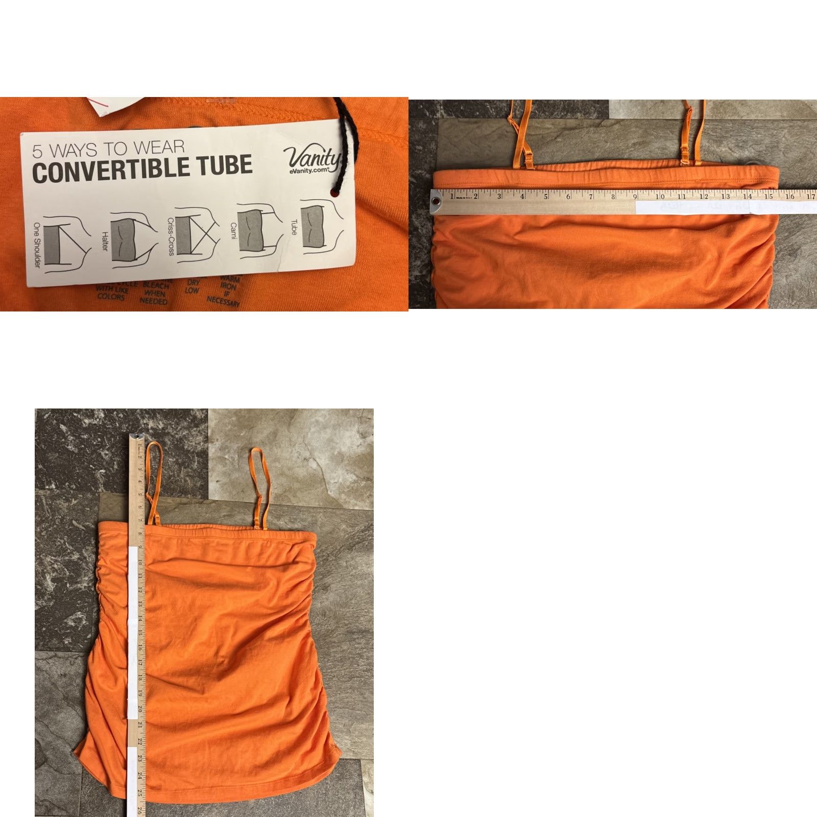 Vintage Vanity Tank Top Shirt Womens L Orange Spaghetti Strap Sleeveless Adjustable Built-In Bra 90s Y2K Size L / US 10 / IT 46 - 8 Thumbnail