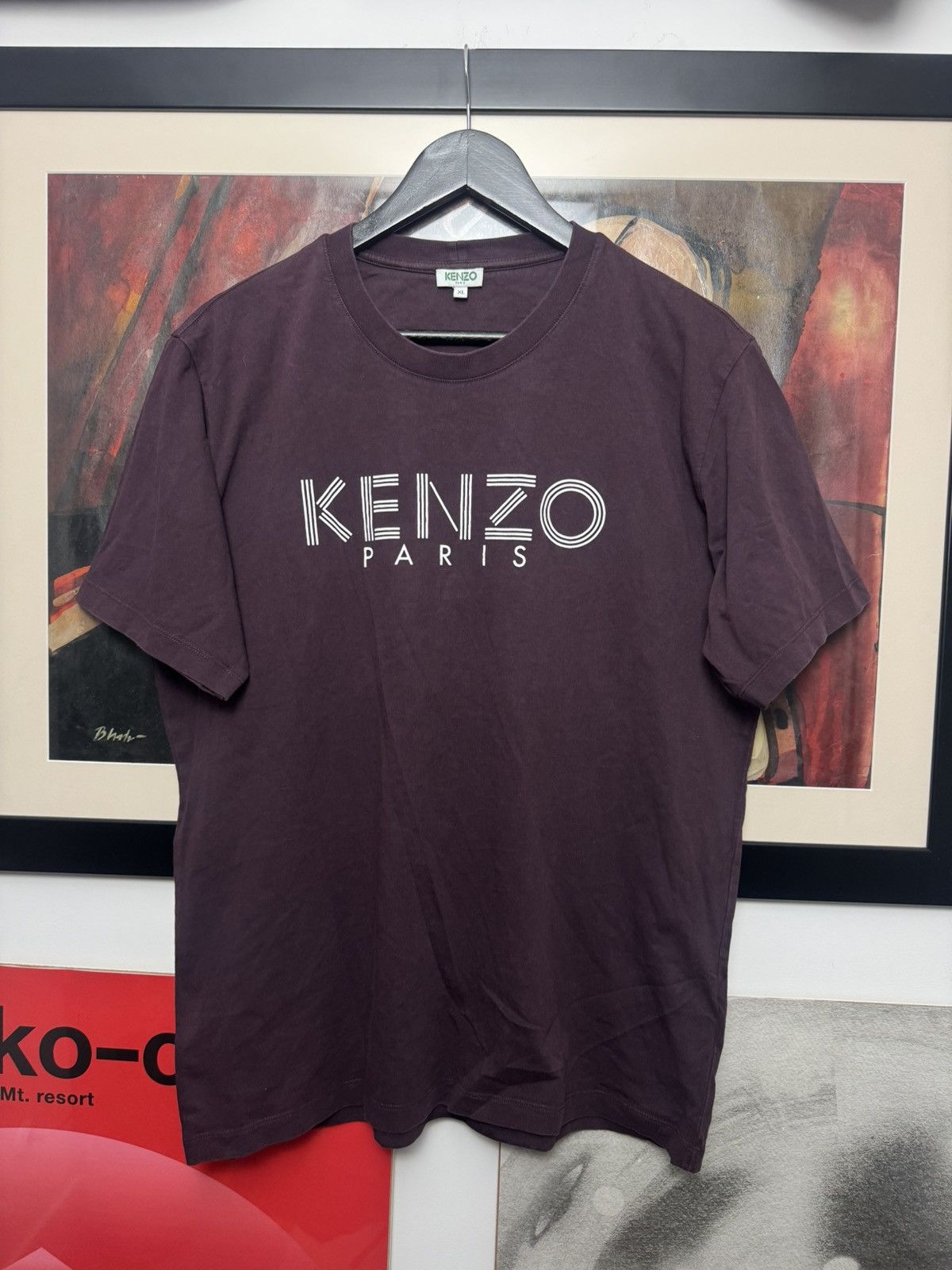 Kenzo Kenzo Paris Logo Tee Designer Burgundy Maroon Luxury Rare Size US XL / EU 56 / 4 - 1 Thumbnail